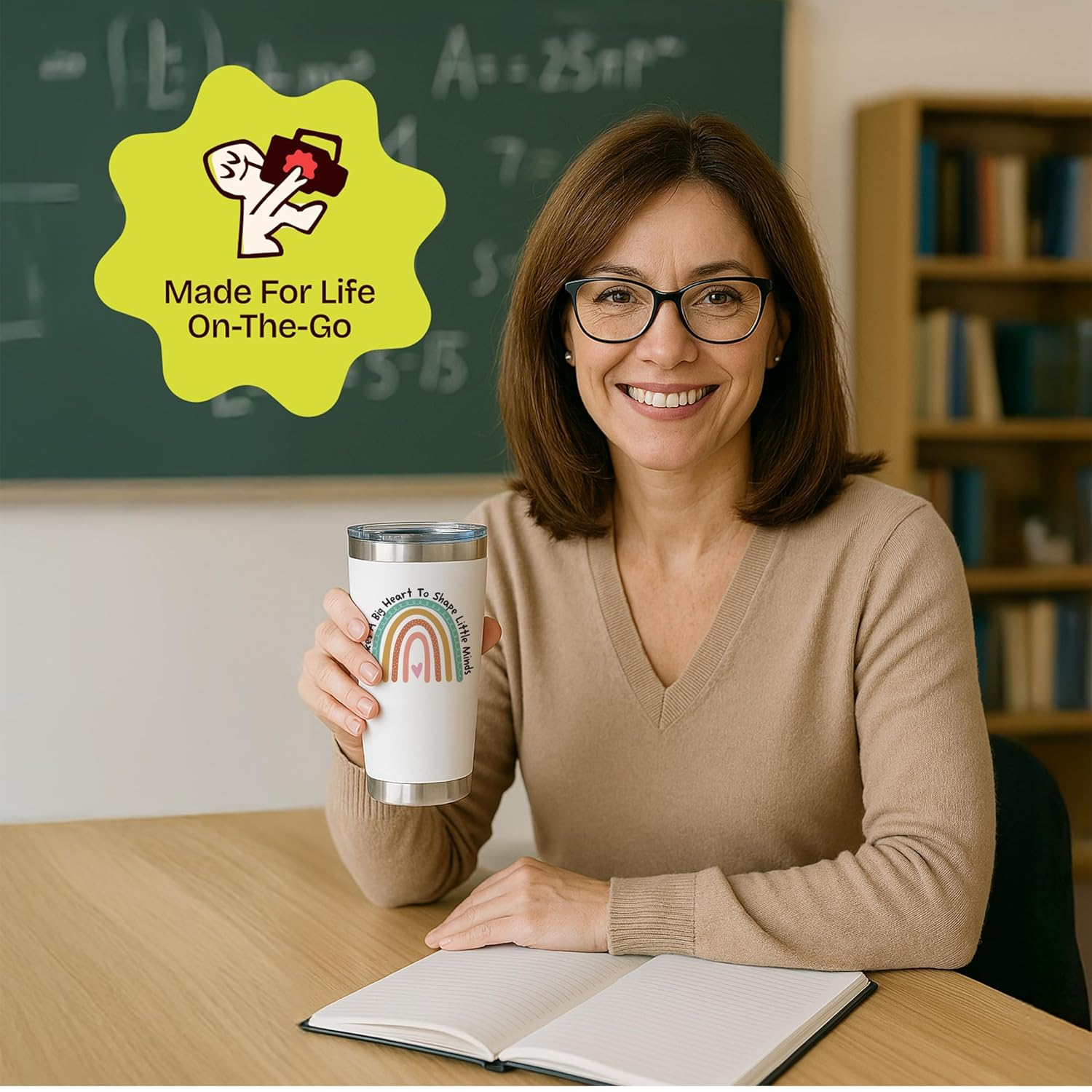 Teacher Gifts Coffee Mug - It Takes a Big Heart to Shape Little Minds 20oz Tumbler/Mug with Handle - Cute Idea for Appreciation Week, Women, Teaching, Best, Thank You, Birthday, Valentines Day