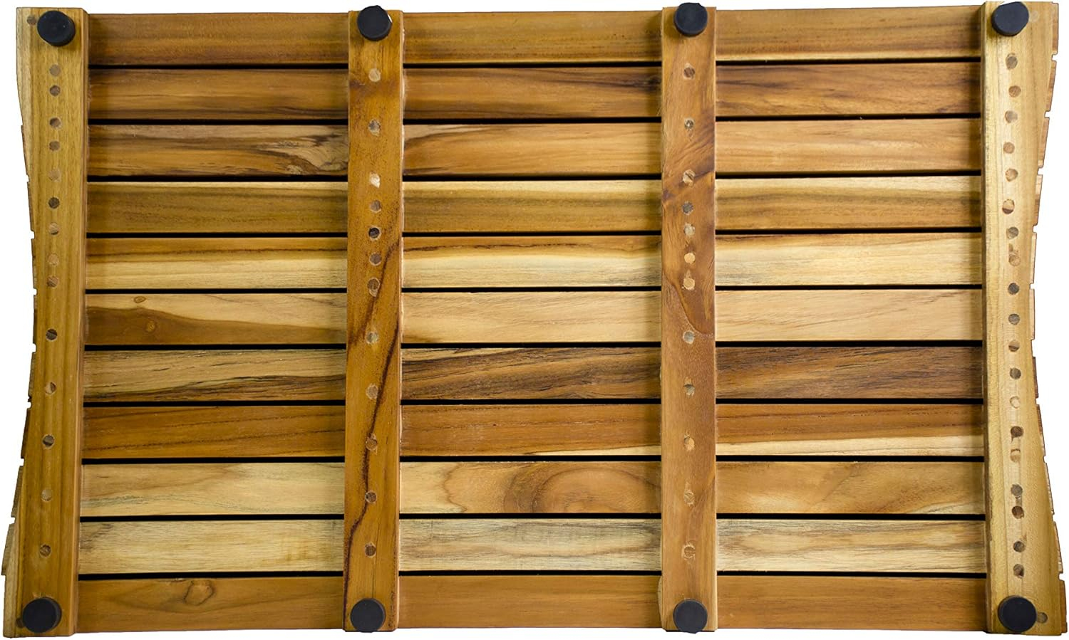 EcoDecors Eleganto Rectangle Teak Shower Mat, Teak Shower Mat for Inside Shower, Teak Bath Mat, Wood Bath Mat, Wood Shower Mat, Teak Shower Mats, Teak Bathroom Mat, Earthy Natural
