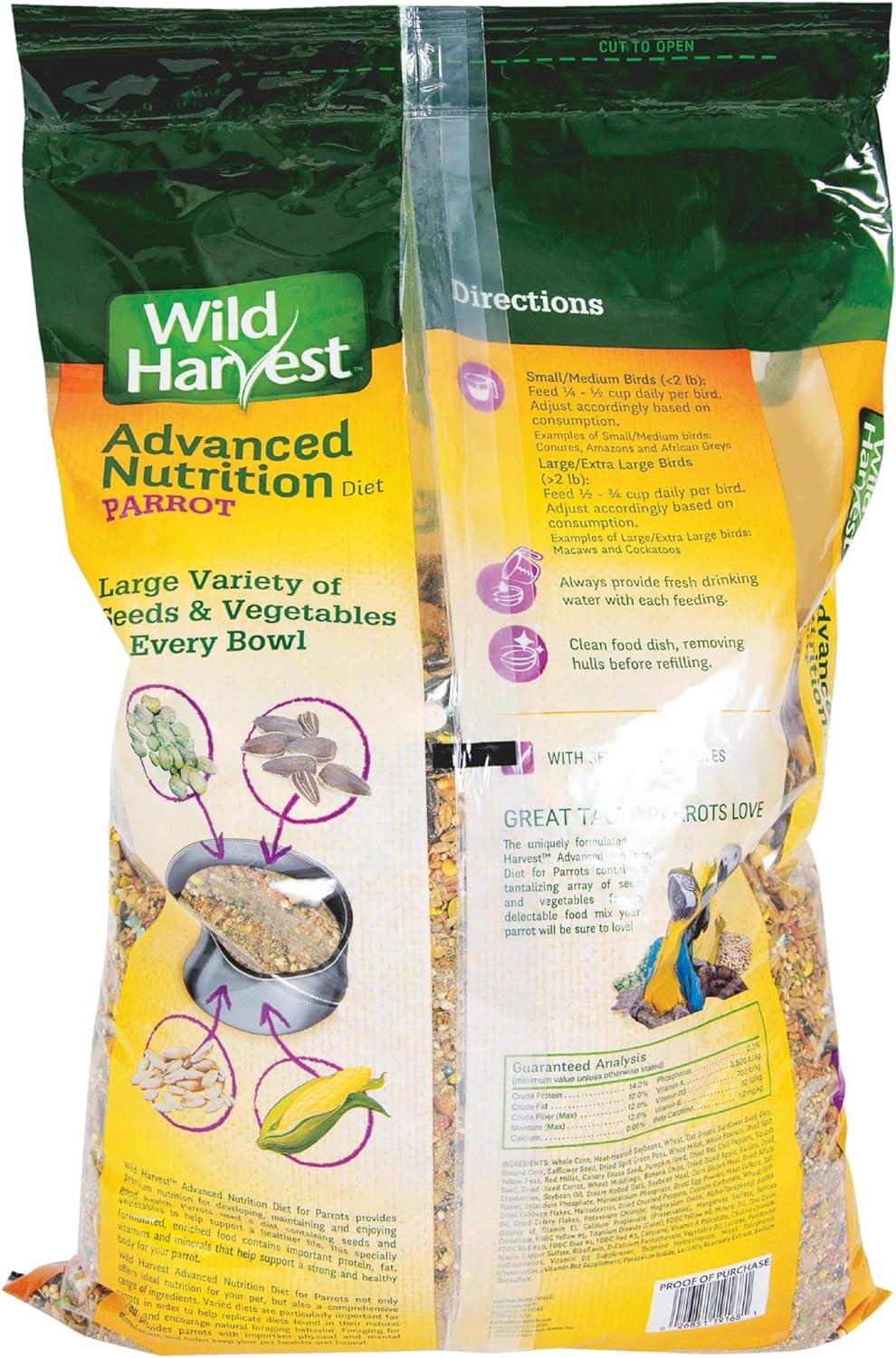 Wild Harvest Parrot Advanced Nutrition Diet Dry Bird Food, 8 lbs