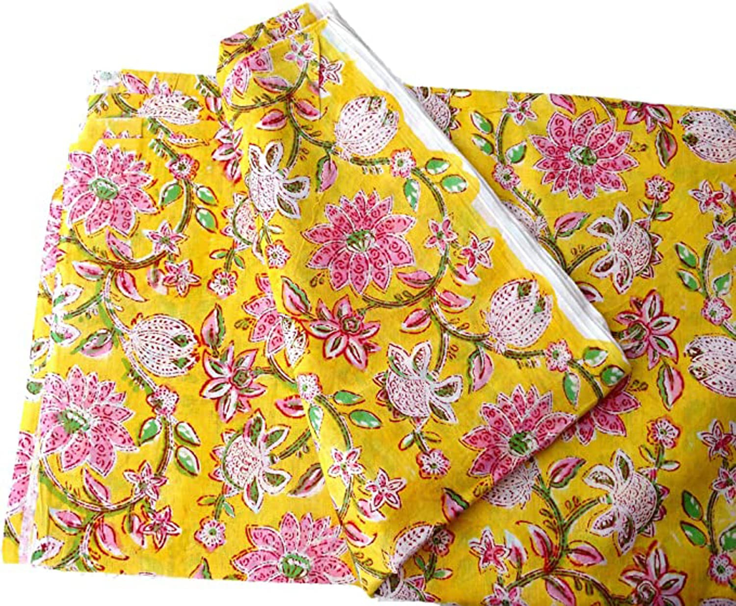 Rastogi Handicrafts 100% Pure Cotton Hand Block Printed Fabric Width - 44 Inches Size 1 Yard (Fabric 12)