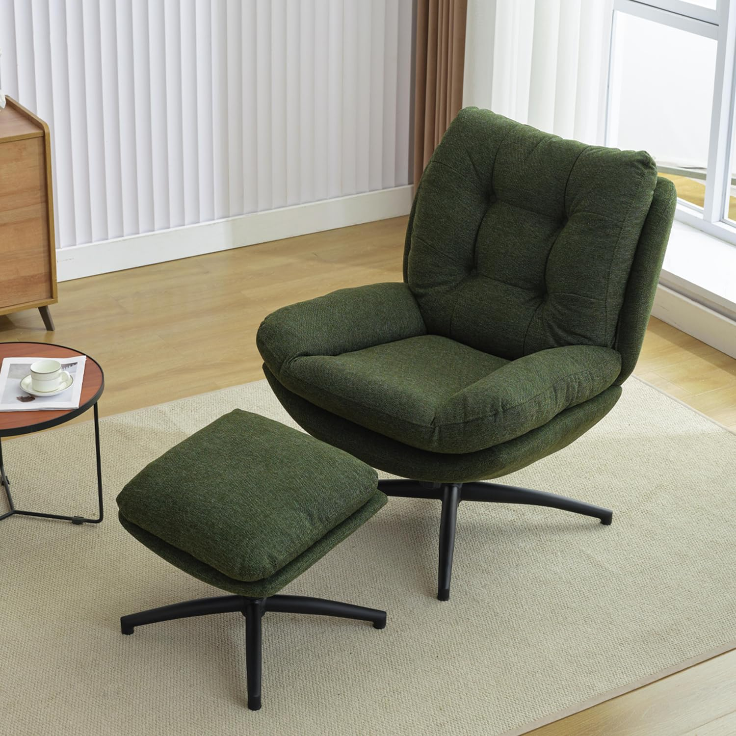 Othniel Green Swivel Accent Chair with Ottoman Rocker Glider Chairs Ottoman Footrest Set