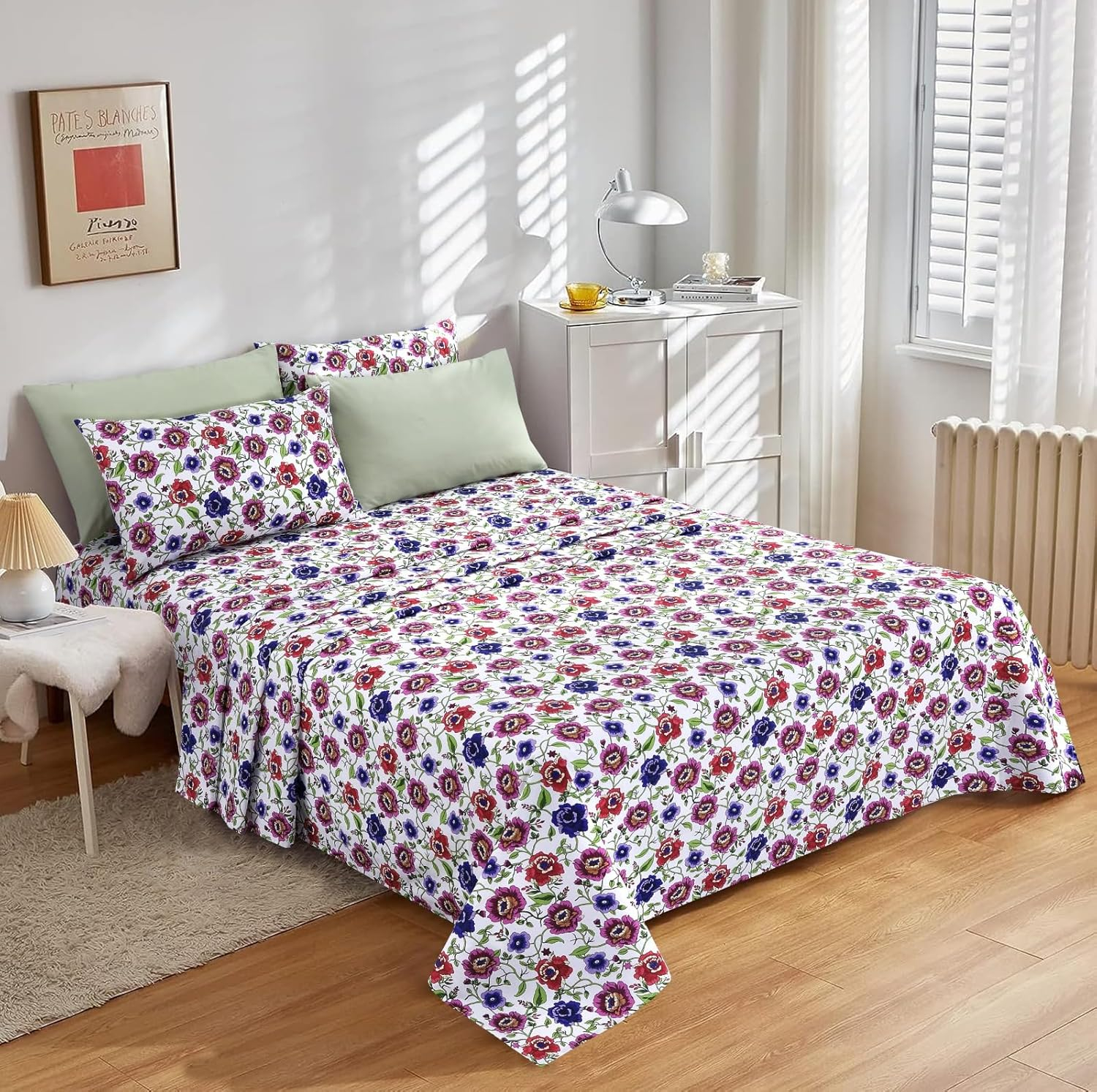 Luxior Collection 100% Cotton 4 Pcs Bed Sheets Set, 144TC, Deep Pocket upto 16" (1 Flat 1 Fitted 2 Pillowcases)
