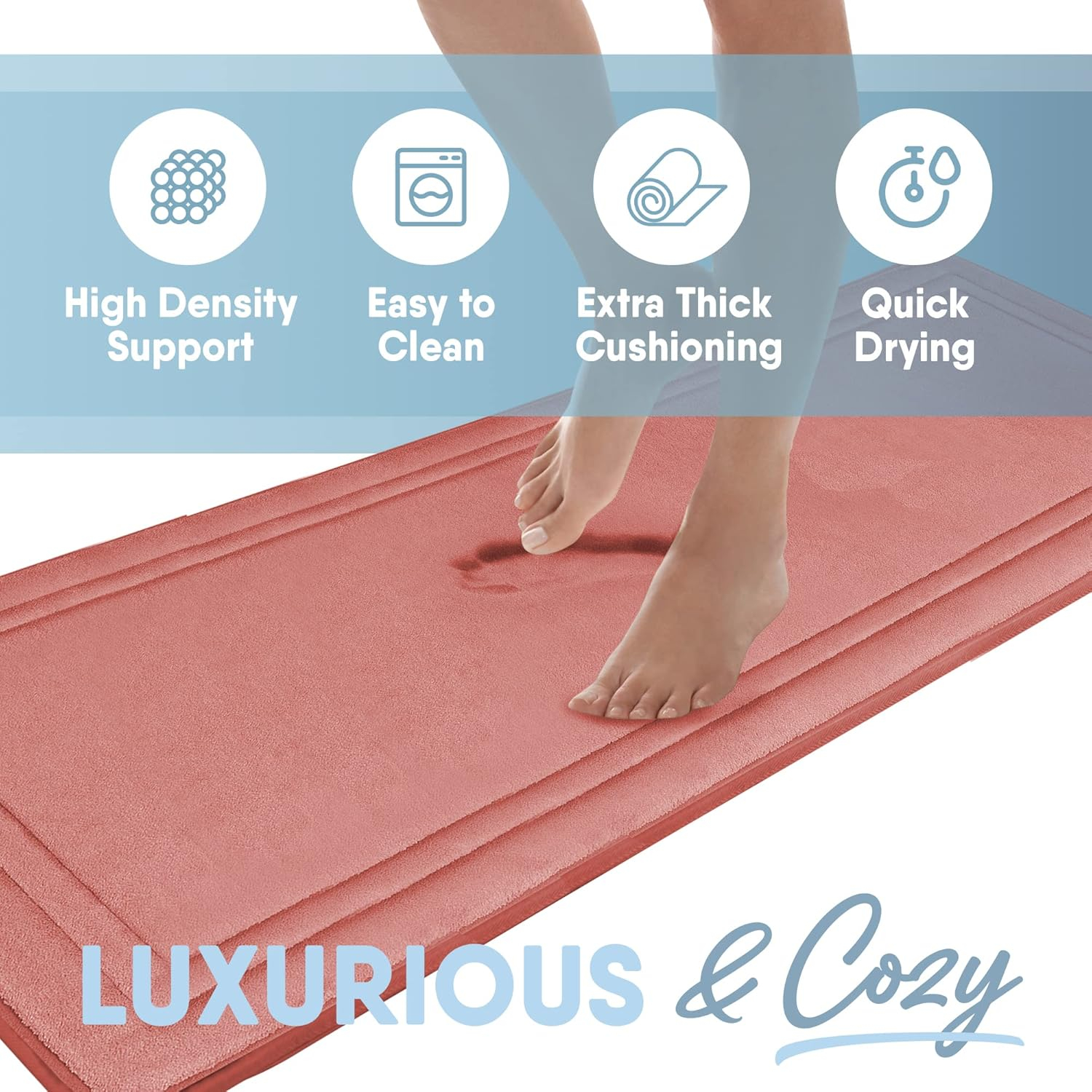 MICRODRY Quick Dry Memory Foam Luxury Framed Bath Mat Rug (Rose, 24x58)