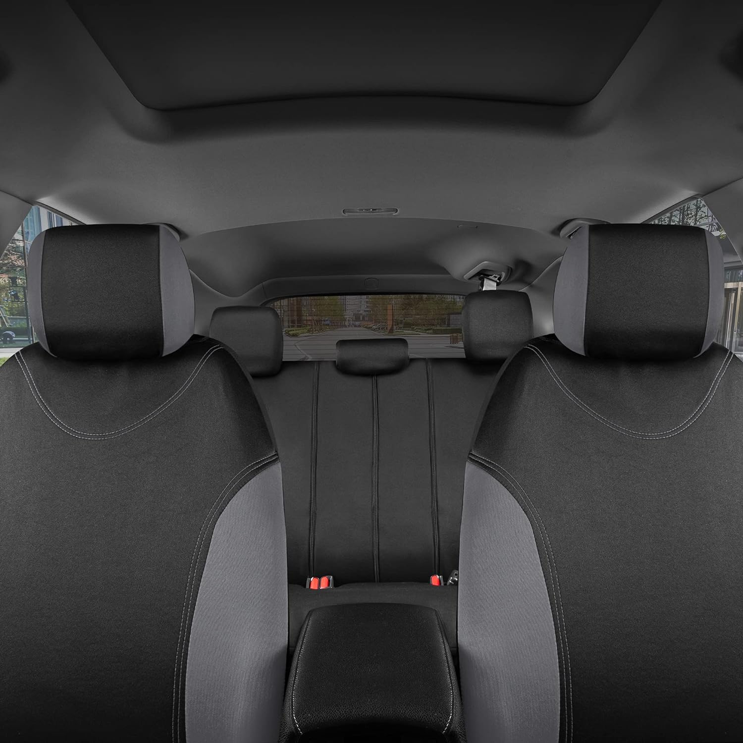 BDK UltraSleek Gray Seat Covers for Cars, Two-Tone Front Seat Covers with Matching Back Car Seat Cover, Made to Fit Most Auto Truck Van SUV, Interior Car Accessories, Car Seat Covers Full Set