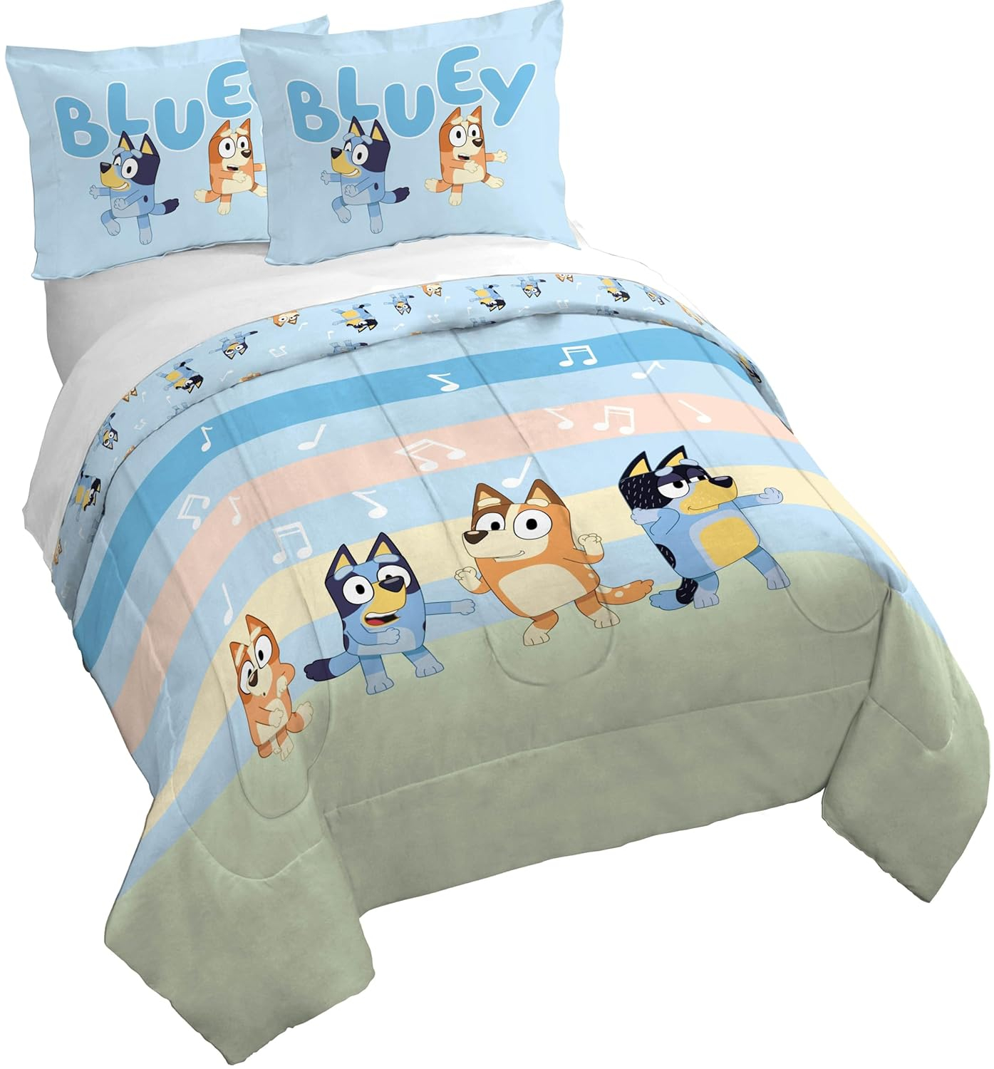 Jay Franco Duvet Cover Set – 3 Piece Comforter Cover and Sham Set, Super Soft Cozy Kids Bedding (Insert Not Included) Multi - Bluey, Full