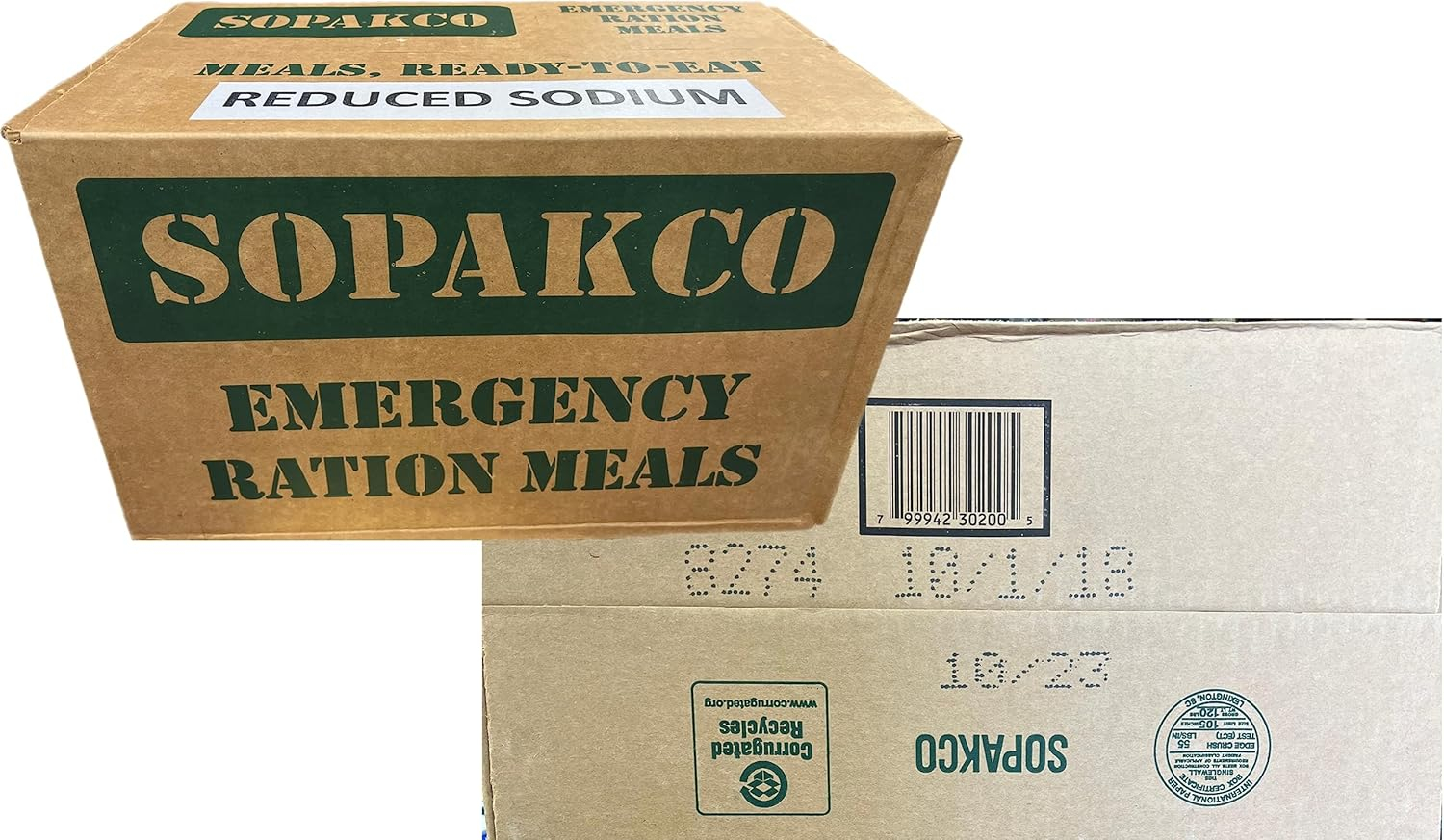 Case of 14 SOPAKCO MRE Reduced Sodium Emergency Ration Meals - Ready to Eat Factory Sealed and Banded 7020 01/22