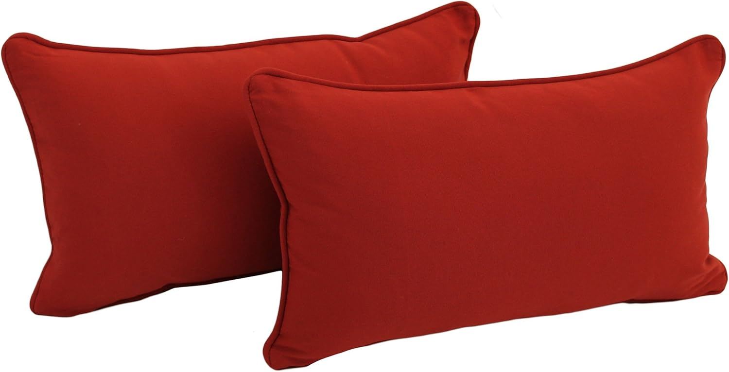 20-inch by 12-inch Double-corded Solid Twill Back Support Pillows with Inserts (Set of 2), Ruby Red