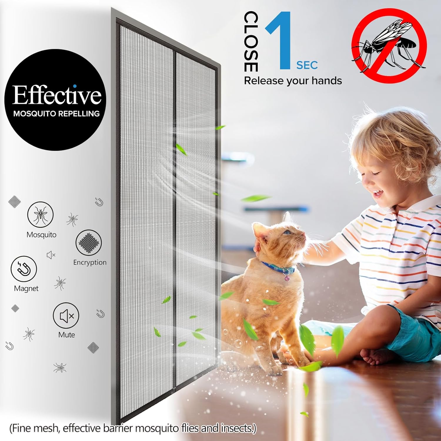 Magnetic Screen Door with Upgraded PET Material Mesh- Easy Installation, Tear-Resistant, Pet and Kid Friendly Screen 38"X84" Fit Door Size 36"X82"