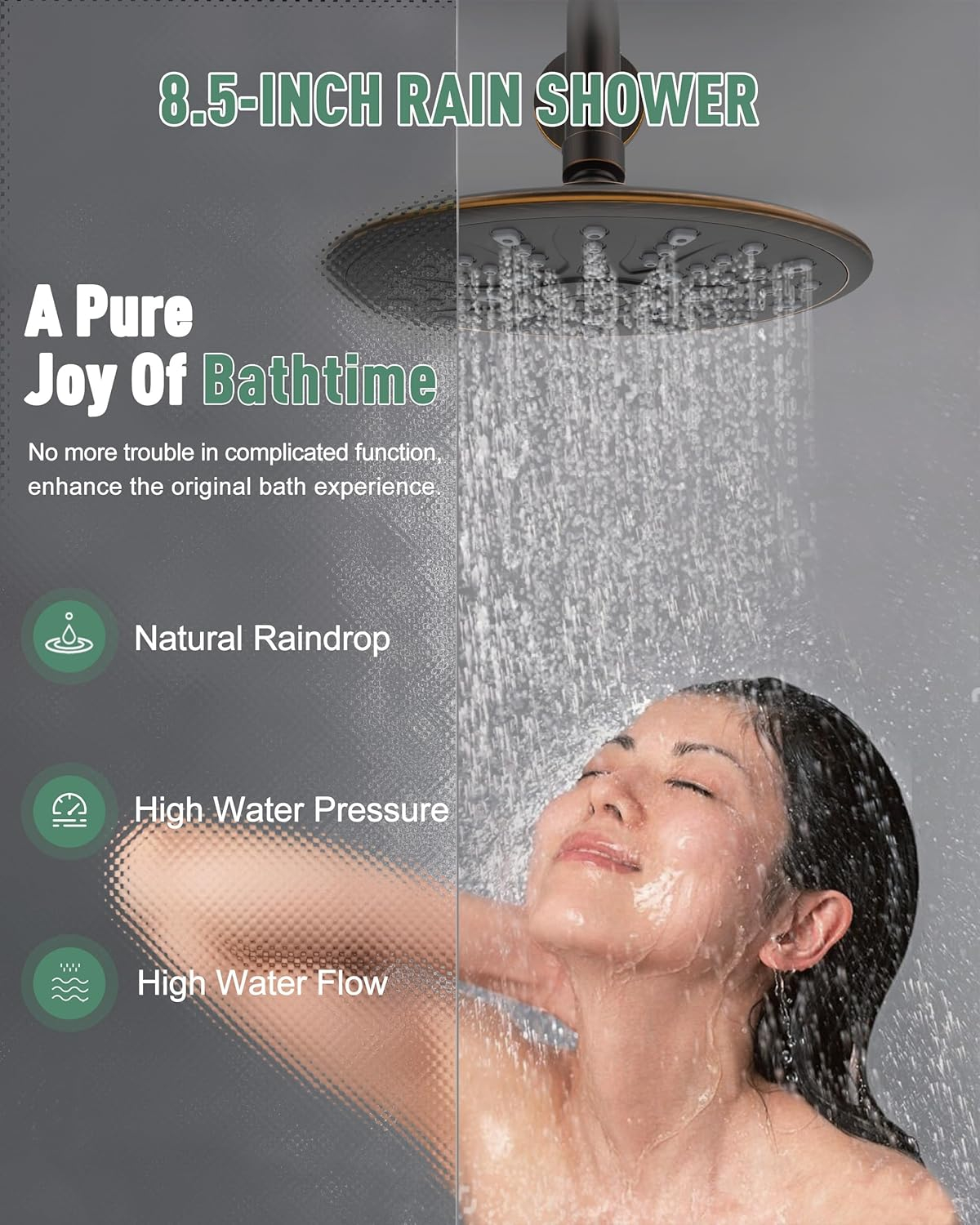 SunCleanse Oil Rubbed Bronze Shower System, Shower Faucet Sets Complete with Rain Shower Head and 7-Settings Handheld Shower Spray, Included Rough in Valve and Trim Kit