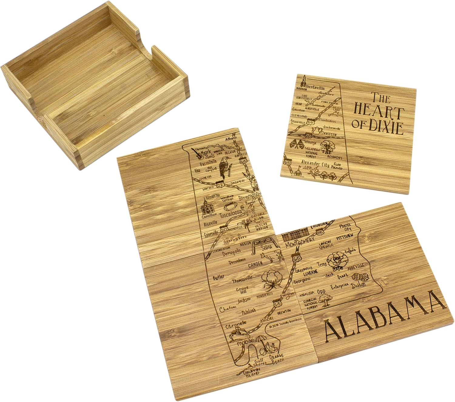 Georgia State Bamboo Puzzle Coaster Set with Case