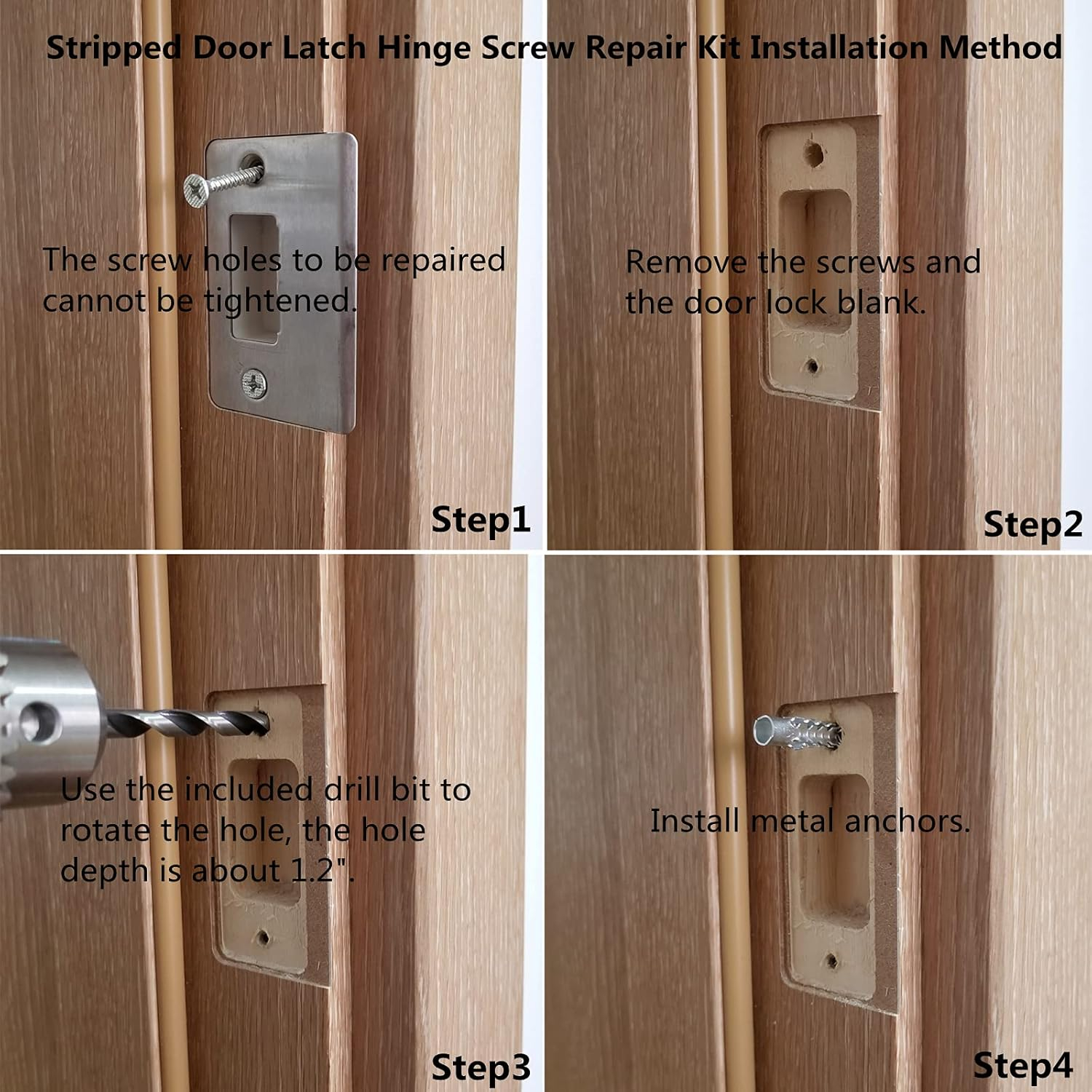 Screw Door Security Hardware Repair kit Reinforcement jamb Repair for Terrific Solution for Stripped Door Hinge,Repair Damaged Screw- Door Stripped Hinge Screw Repair kit (Black)