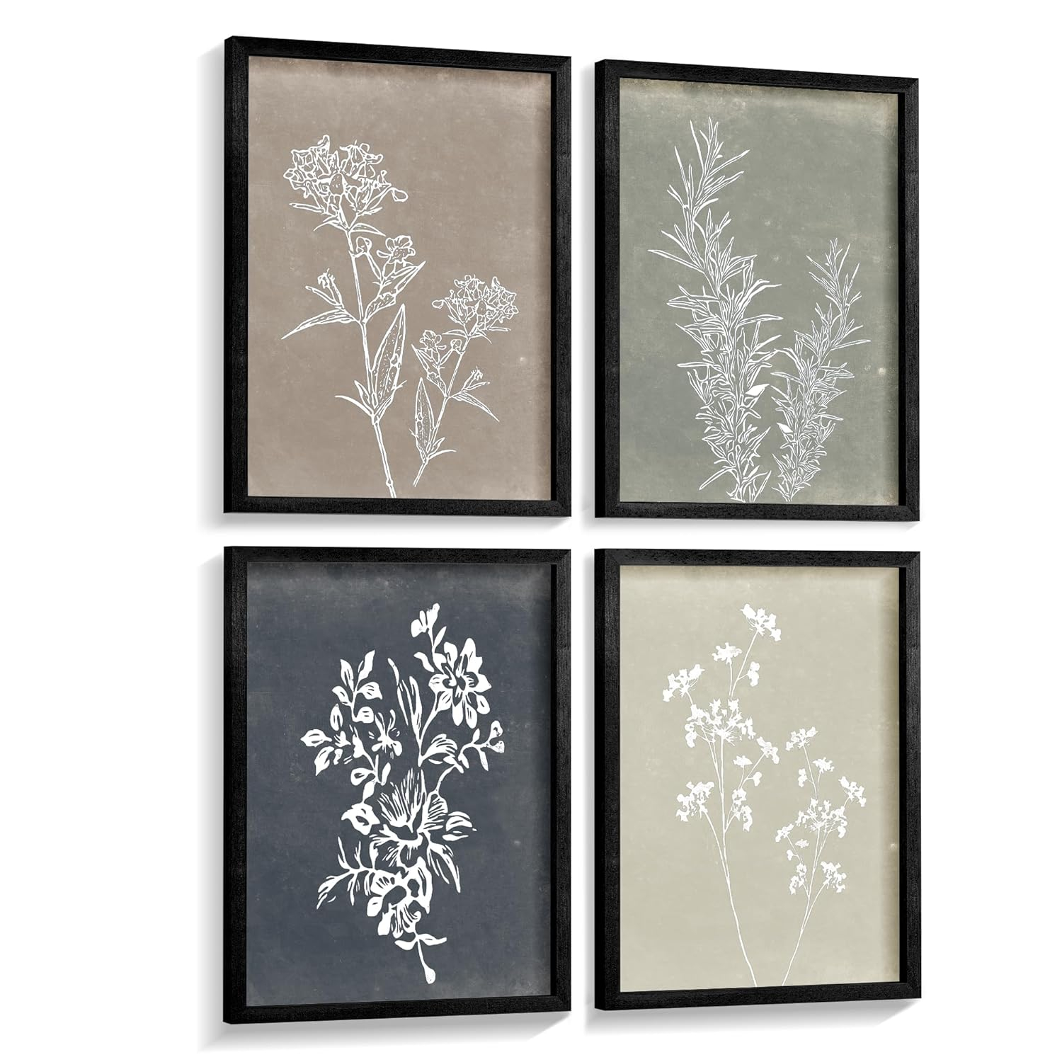 Haus and Hues Floral Wall Art - Set of 4 Plant Posters for Wall Vintage, Botanical Prints, Flower Pictures for Room Aesthetic, Vintage Art Prints, Flower Wall Art (11x14, Unframed)