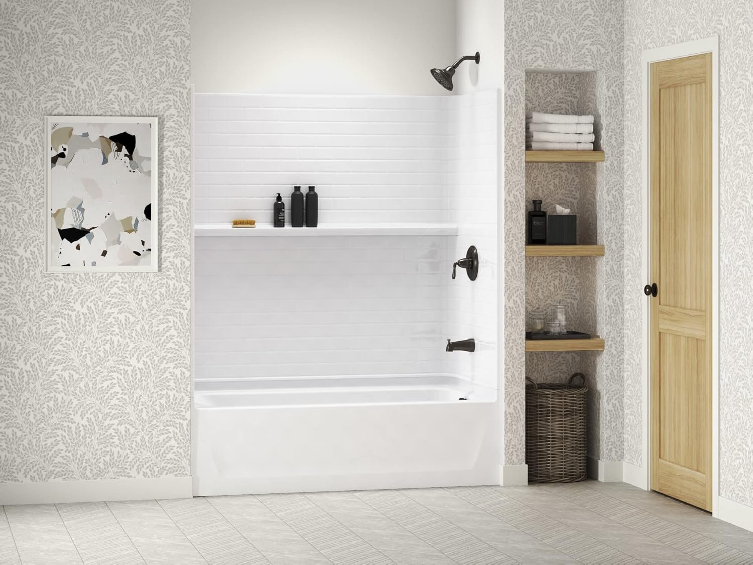 Sterling Traverse 30-in W x 60-in L x 75-in H White 4 -Piece Bathtub Shower Combination Kit (Right Drain) with Tub and Wall Included