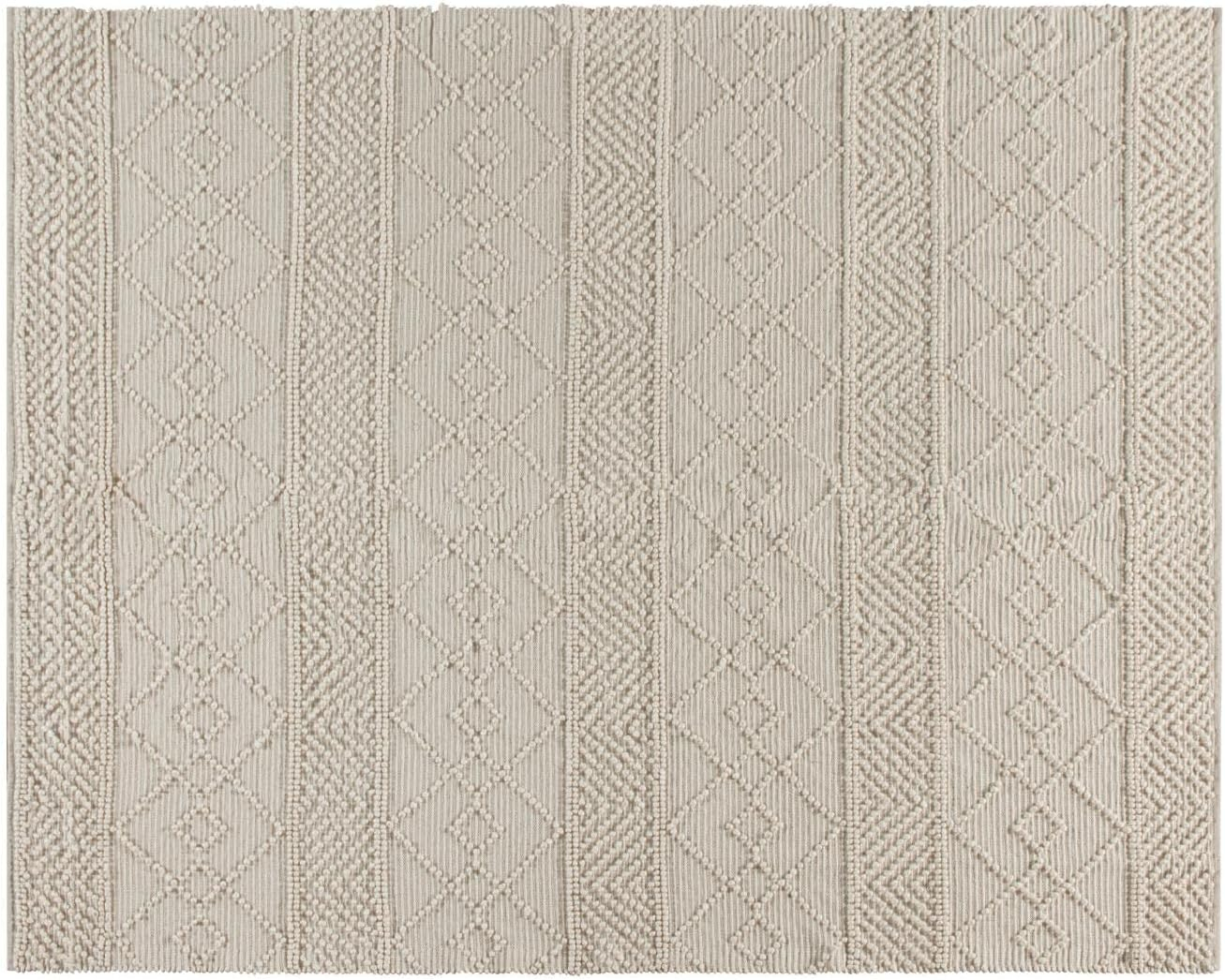 Flash Furniture Melissa Handwoven Area Rug - Ivory - 8' x 10' - Triple Blend Cotton/Wool/Polyester Threads - Geometric Design