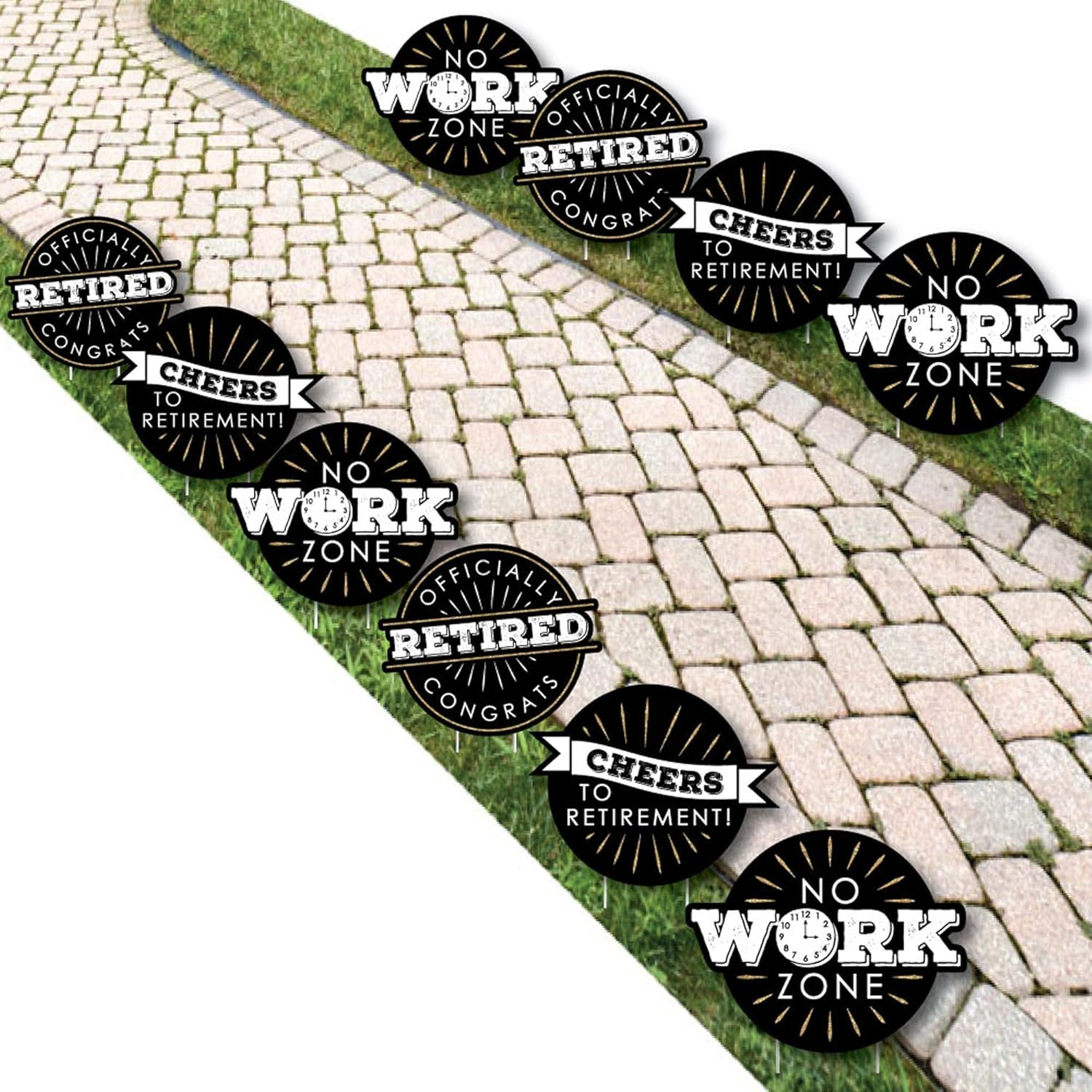 Big Dot of Happiness Happy Retirement - Lawn Decorations - Outdoor Retirement Party Yard Decorations - 10 Piece