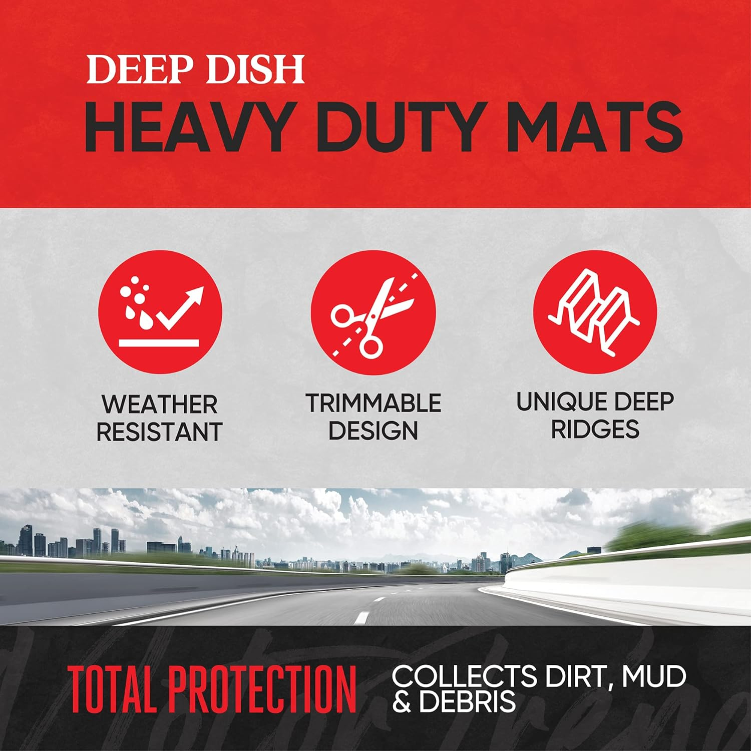 Motor Trend Deep Dish Rubber Floor Mats for Car SUV TRUCK Van, All-Climate All Weather Performance Plus Heavy Duty Liners Odorless