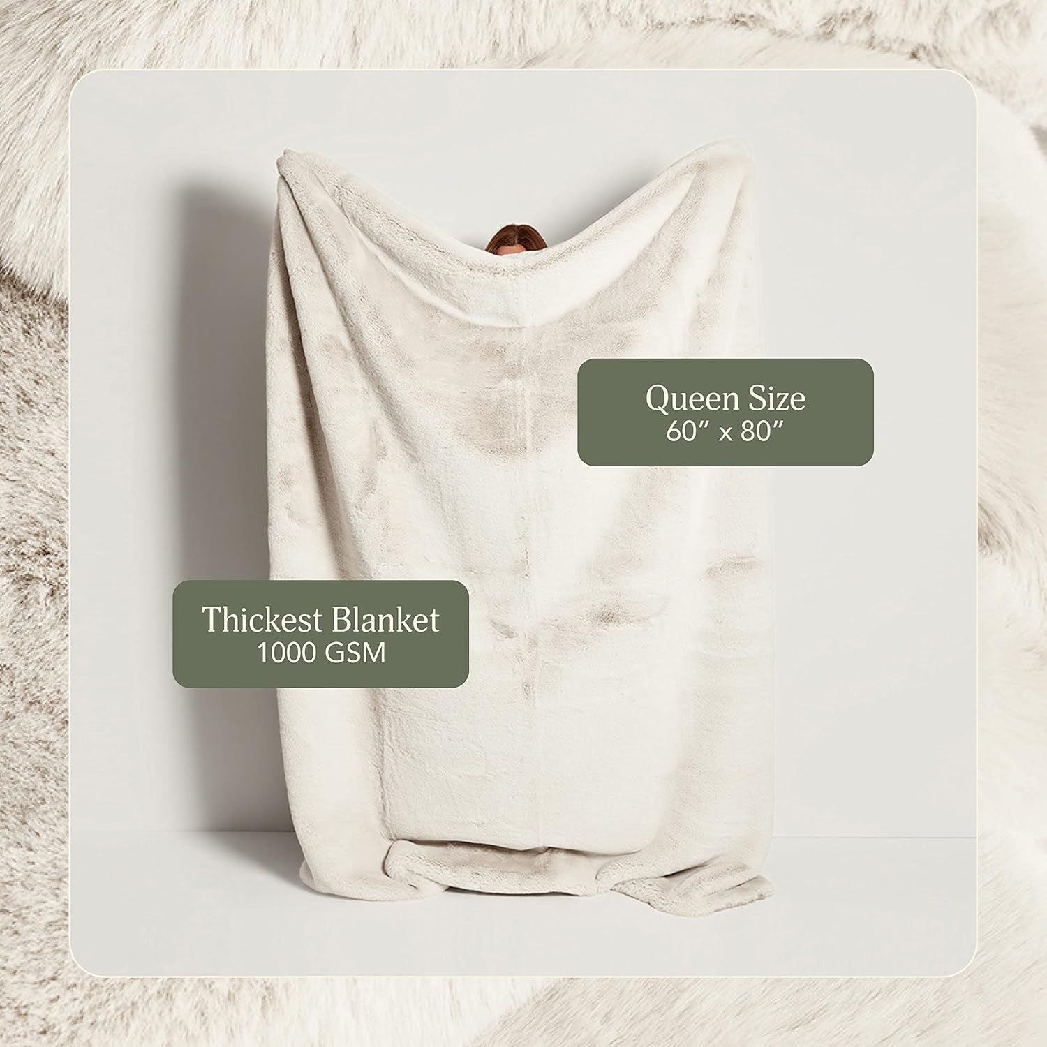 Modern Lightweight Faux Fur Baby Throw Blanket, 60" x 80", Animal Theme