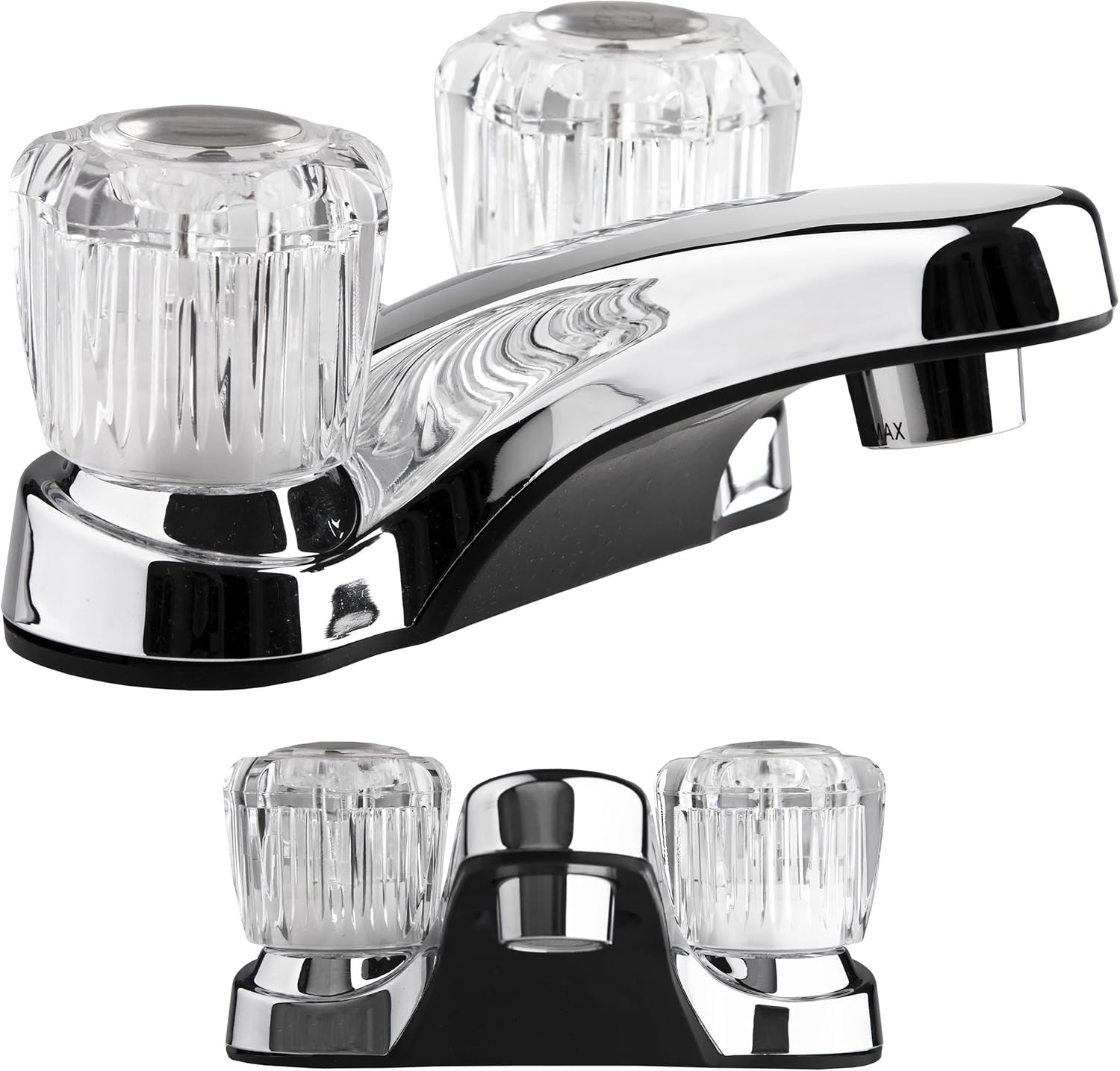 Dura Faucet Lavatory Faucet with Crystal Acrylic Knobs for RV Bathroom - Chrome Polished
