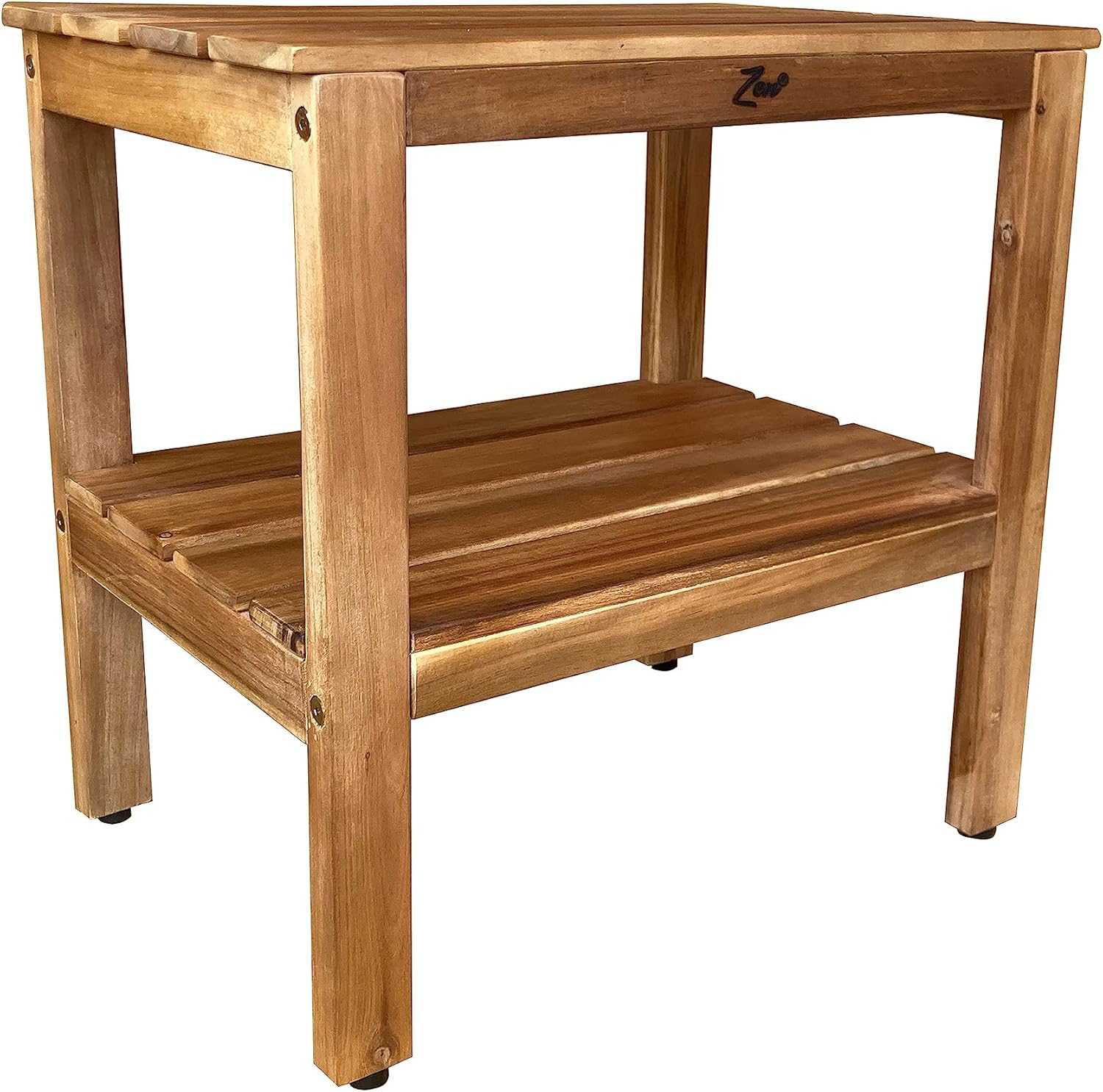 Zen 18" Acacia Solid Wood Waterproof Shower Bench, Stool, Seat, Seats, with Shelf- Easy Assembly