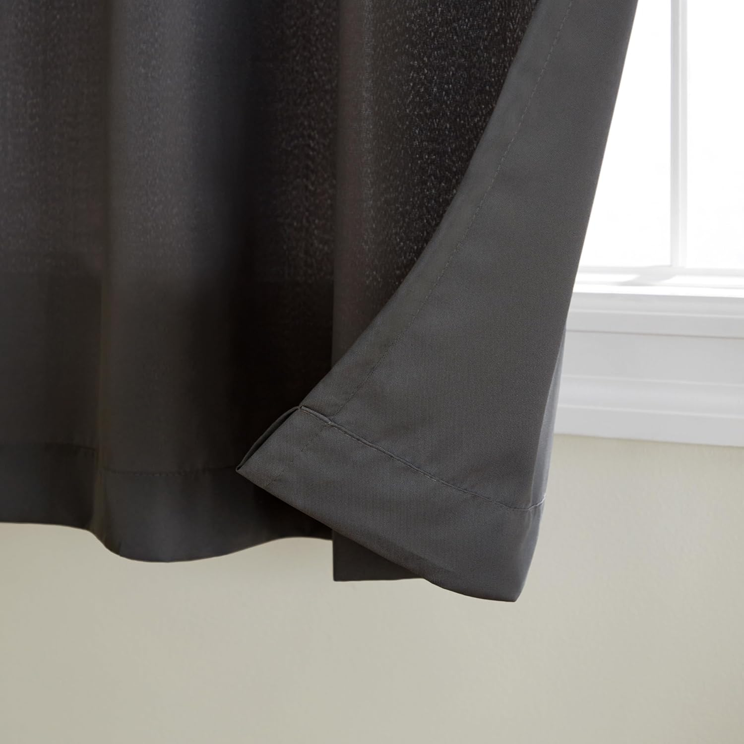 TOWN & COUNTRY BASICS Cabana Solid Heavyweight Indoor Outdoor Curtains, Light Filtering Opacity with Grommet Top, Water Repellent, 2-Pack Set, 54"x108", Charcoal