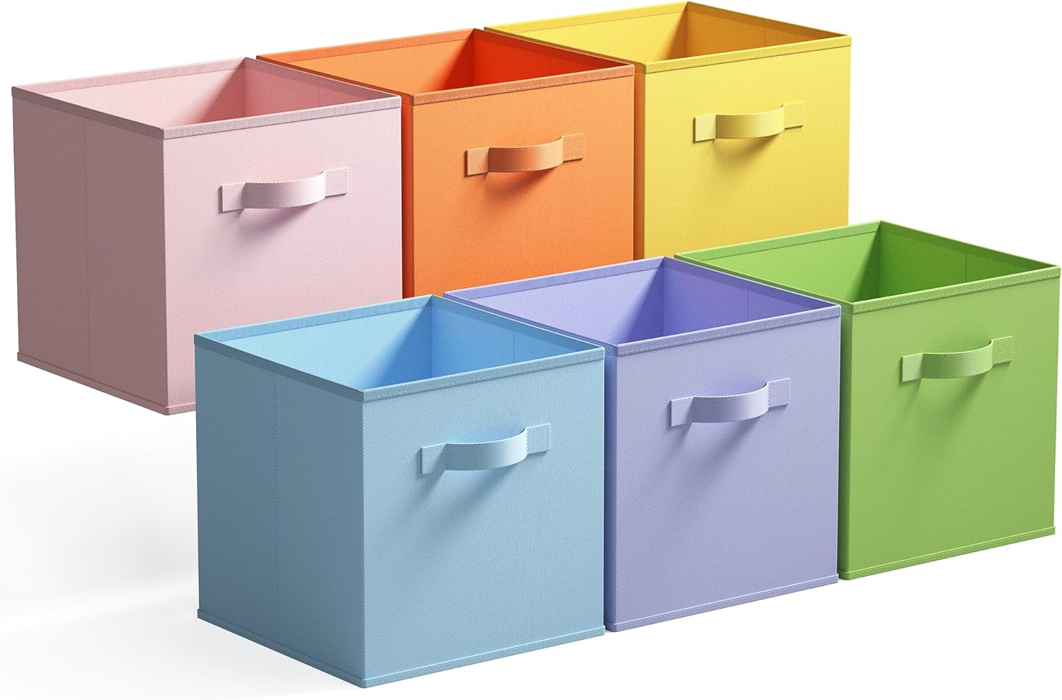 GRANNY SAYS 11 Inch Cube Storage Bins, Colorful Cube Storage Organizer, Fabric Storage Bins, Storage Cubes for Shelves, Closet, Toy Storage Bins for Kids Room, Play Room, Colour, 6-Pack