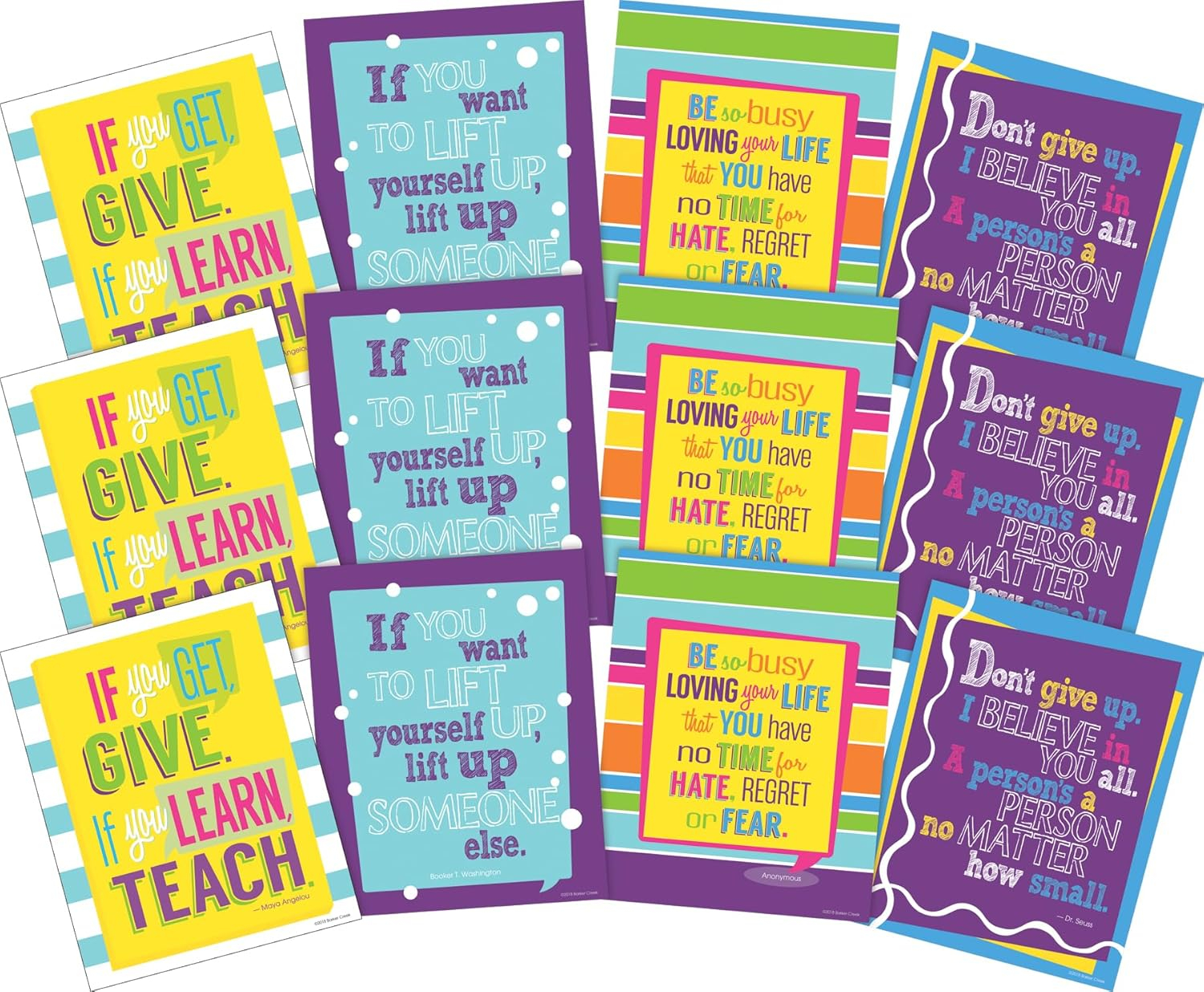 Barker Creek Art Print Set, I Believe in You, Set of 12 Art Prints from Barker Creek's Happy Collection, Inspirational Quotes, Office, Home, School Décor, 12 Prints, 8" x 10" (4194)