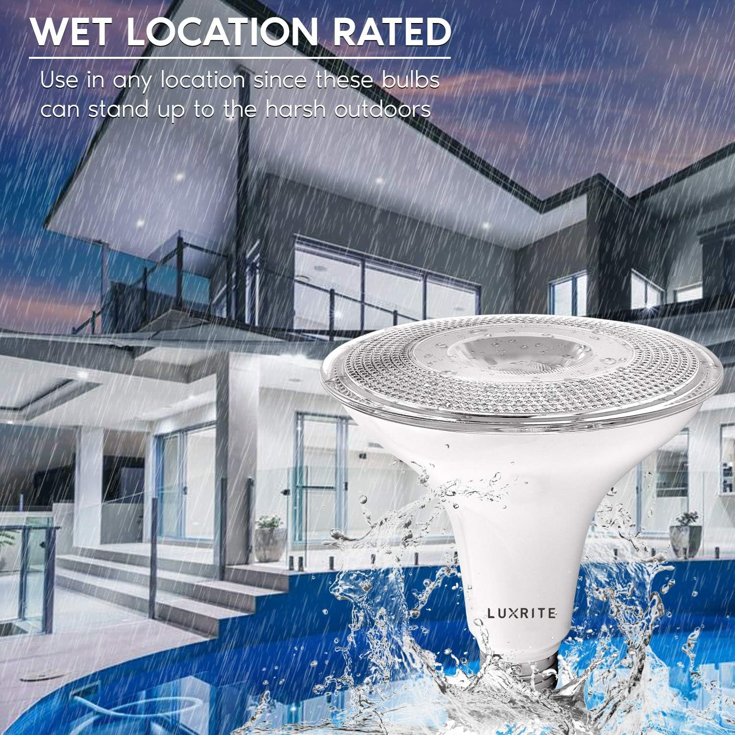 Luxrite White Dimmable PAR38 LED Flood Light Bulbs, 4-Pack