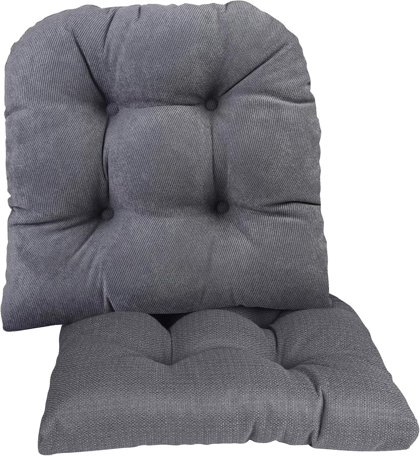 Klear Vu Gripper Overstuffed Universal Non-Slip Dining Chair Cushions for Kitchen Decor or Office Use, U-Shaped Skid-Proof Seat Pad, 15x15 Inches, 2 Count (Pack of 1), Linear Bluestone