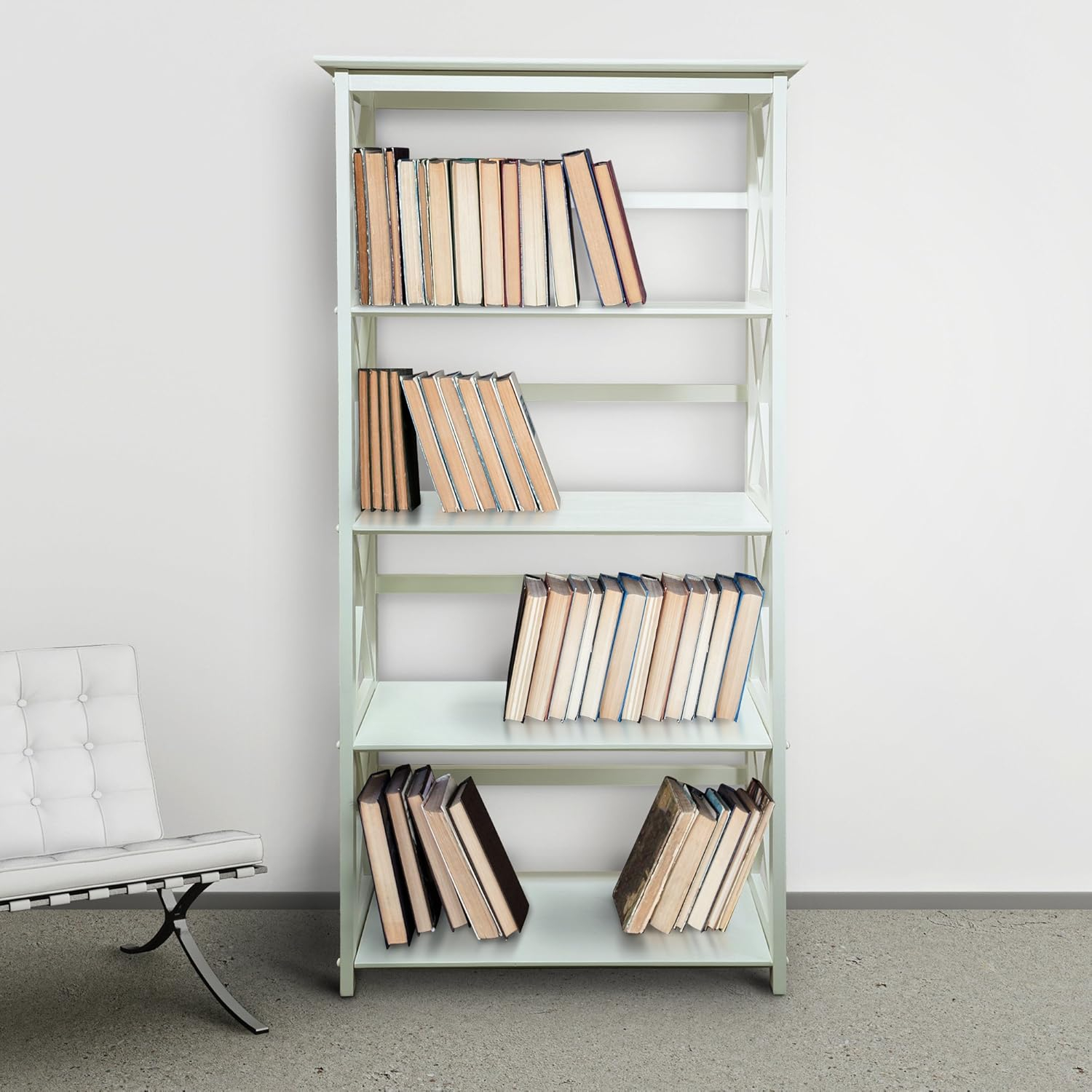 Casual Home Montego Shelf Bookcase-Color:White,Size:5-Shelf