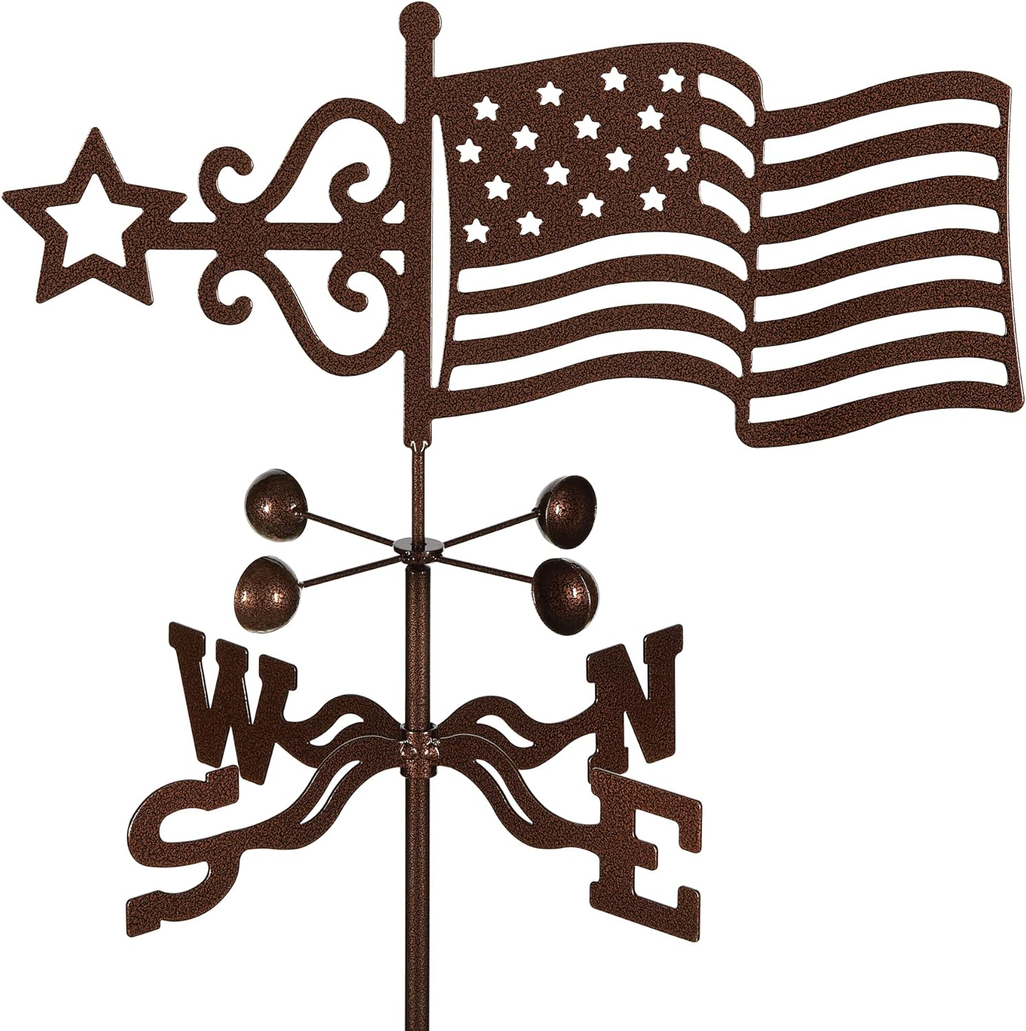 EZ Vane Antique Copper USA Flag Steel Weathervane 21" Height