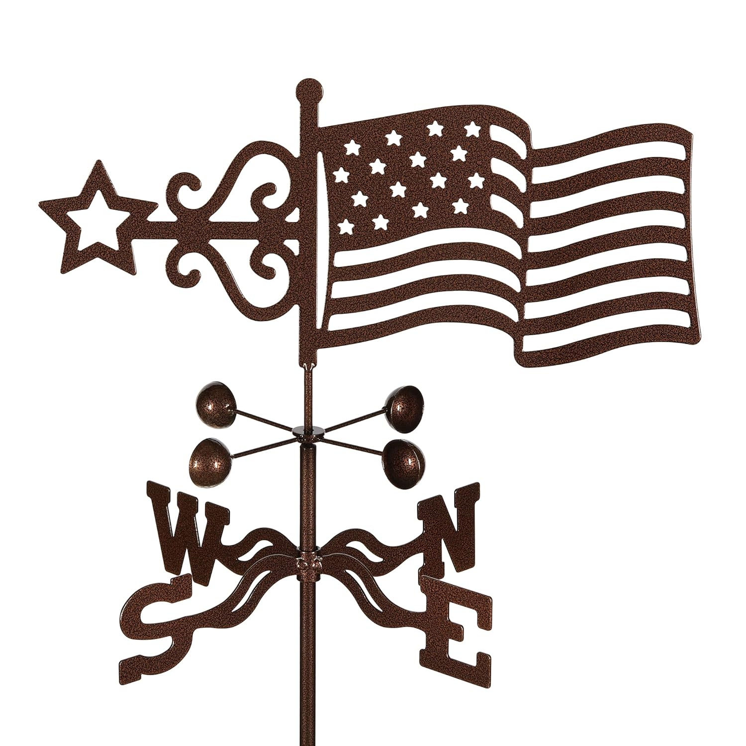 EZ Vane Antique Copper USA Flag Steel Weathervane 21" Height