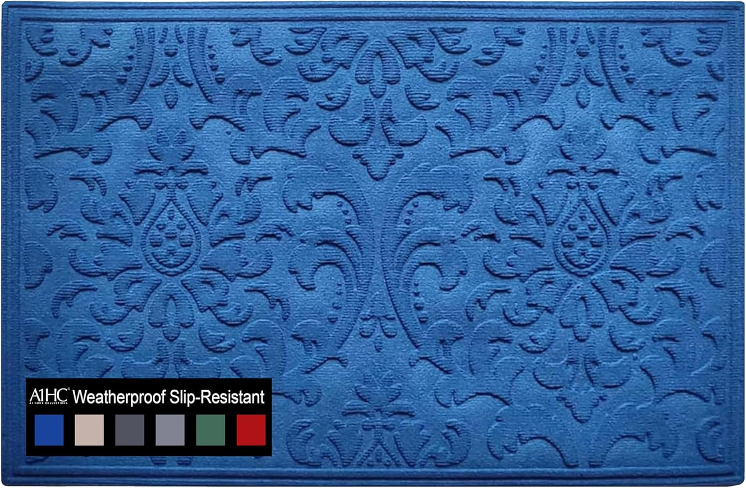 A1HC Indoor Outdoor Mat, Front and Back Entrance Welcome Mats, Large Front Door Patio Mats 24x36 Inches, Non-Slip Easy Clean Entrance Washable Large Size Doormats, Blue