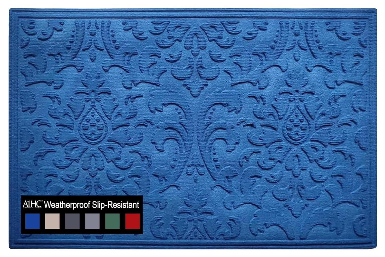A1HC Indoor Outdoor Mat, Front and Back Entrance Welcome Mats, Large Front Door Patio Mats 24x36 Inches, Non-Slip Easy Clean Entrance Washable Large Size Doormats, Blue