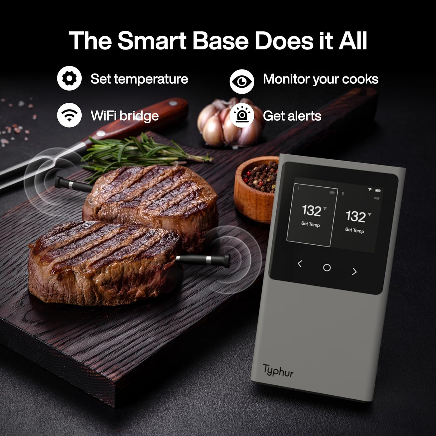 Stainless Steel Digital Wireless Meat Thermometer with Bluetooth