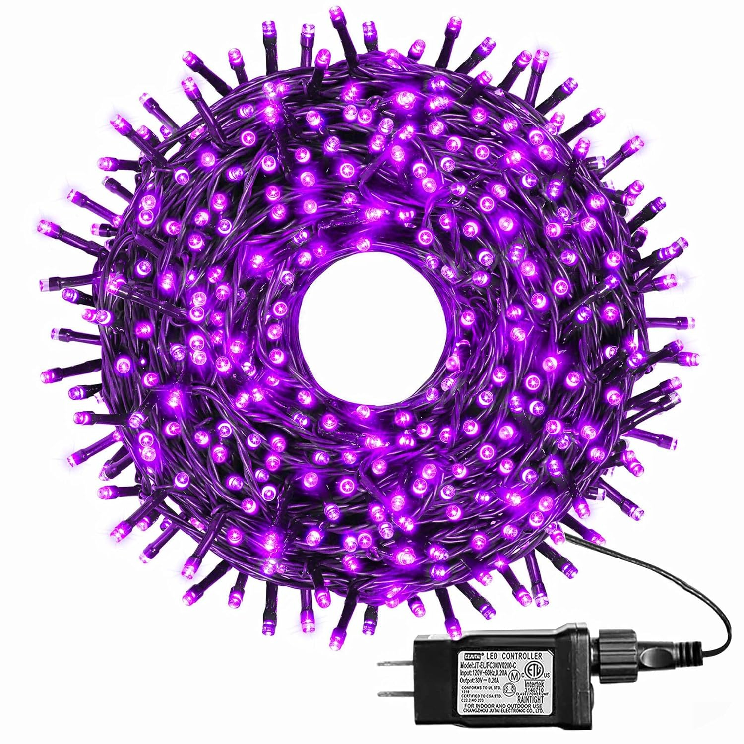 kemooie 500 LED Purple Christmas Lights, 164FT 8 Twinkle Modes Plug in Light, Waterproof Extra Long String Lights for Outdoor Indoor Tree Wedding Party Garden Halloween Christmas Decorations (Purple)