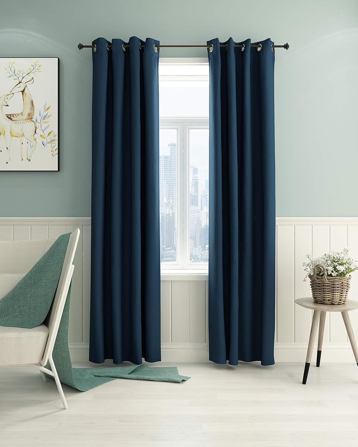 Furinno Collins Blackout Curtain 42 X 84 Inches 1 Panel, Dark Blue