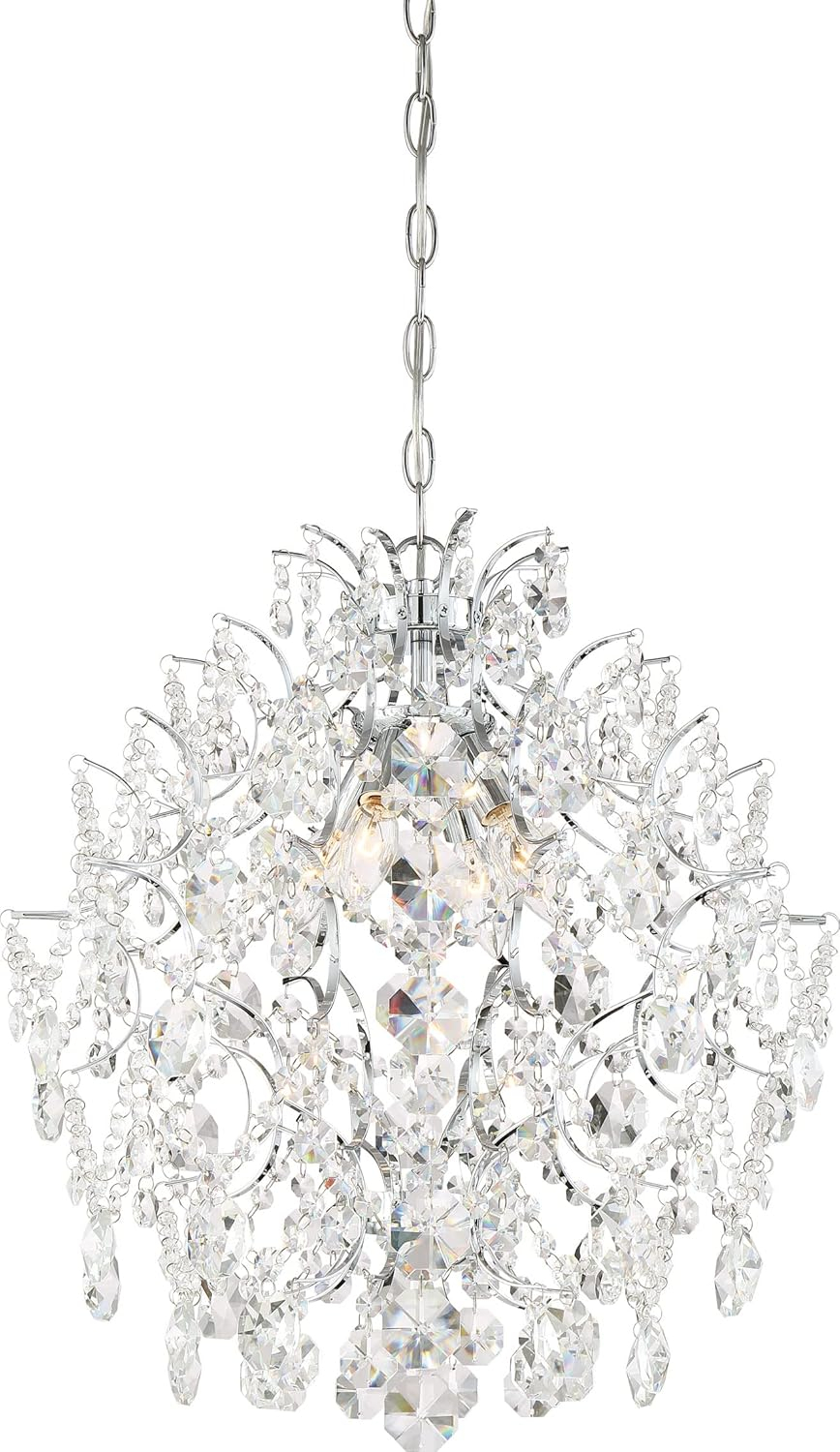 Isabella's Crown Mini Chandelier 4 Light Chrome Crystal In Traditional Style 20.75 Inches Tall By 18 Inches Wide     -Traditional Installation Minka
