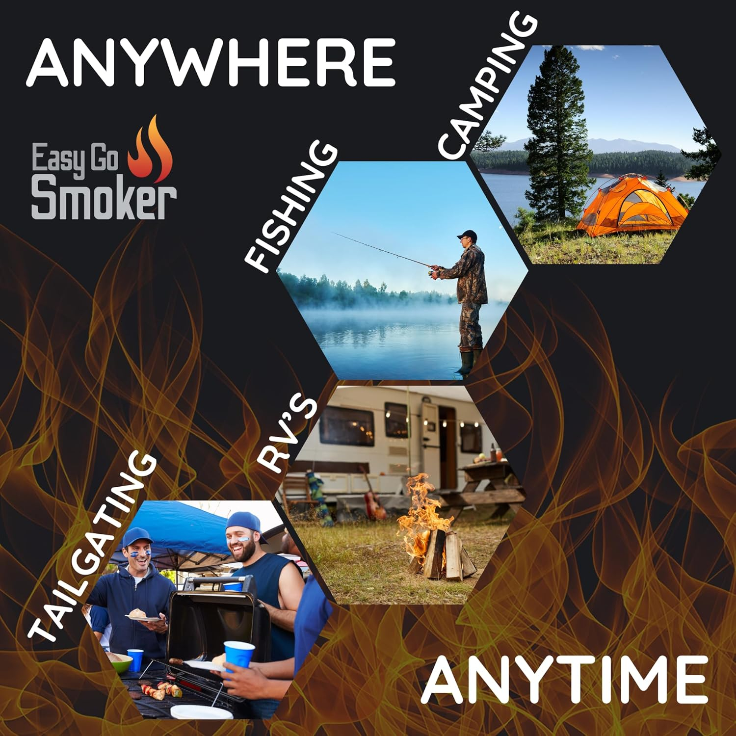 Foldable & Portable Vertical Pellet Smoker - 19.7” Meat Smoker for BBQ Grill, Outdoor Cooking, Camping & RV - Easy to Clean - Includes Carrier Bag, Spoon & Built-in Thermometer – EasyGoSmoker