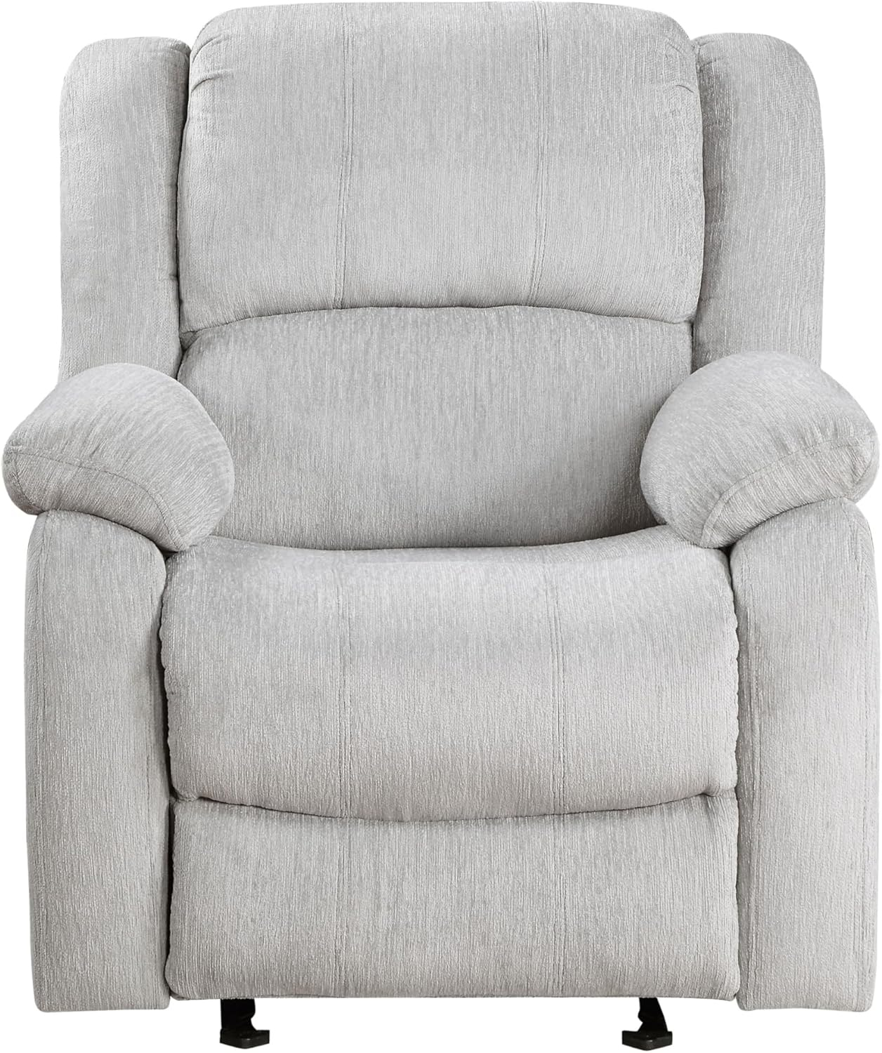Benjara BM314756 38 in. Chris Manual Glider Recliner Chair, Solid Wood - Light Gray Chenille