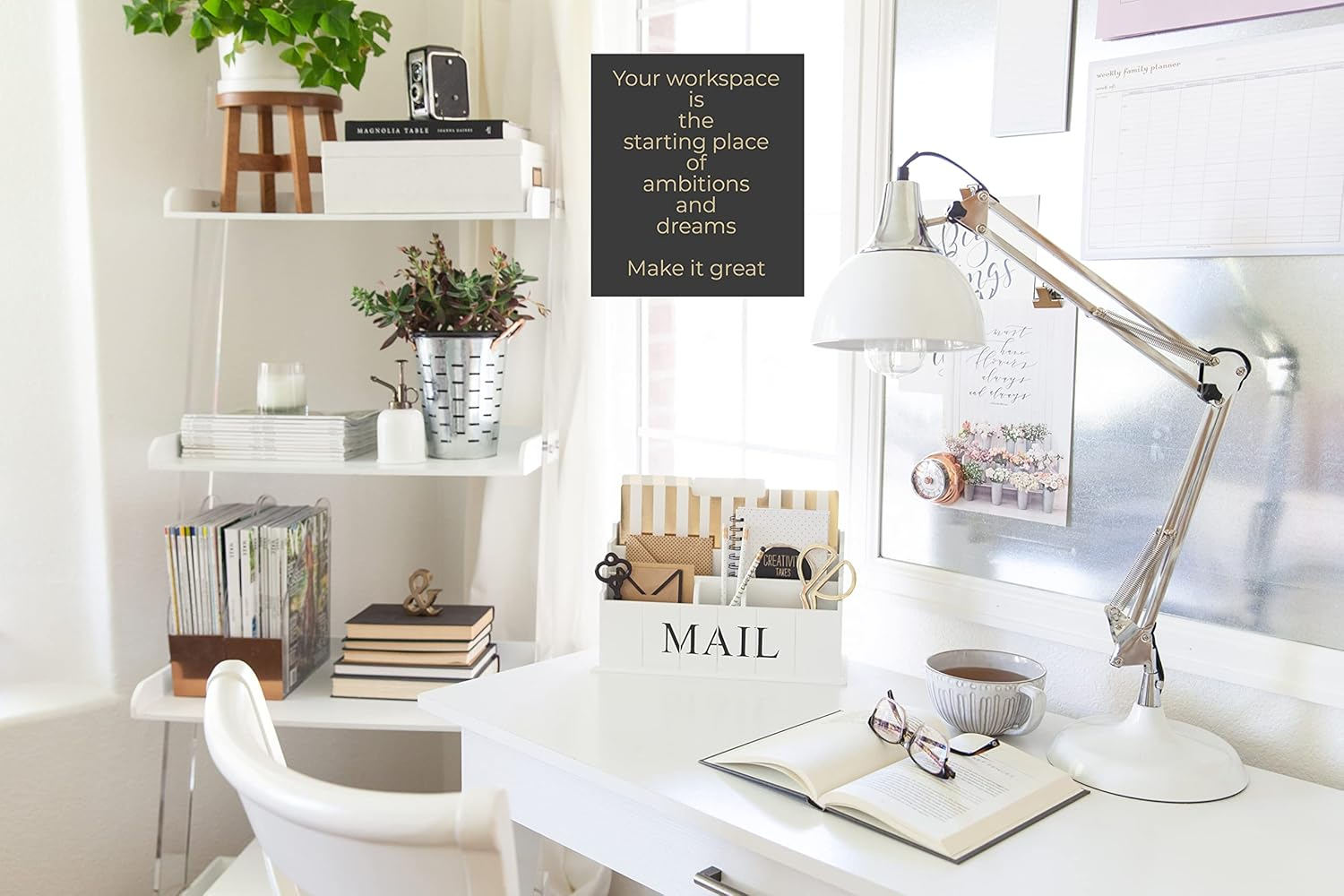 White Wooden Mail Organizer - 3 Tier