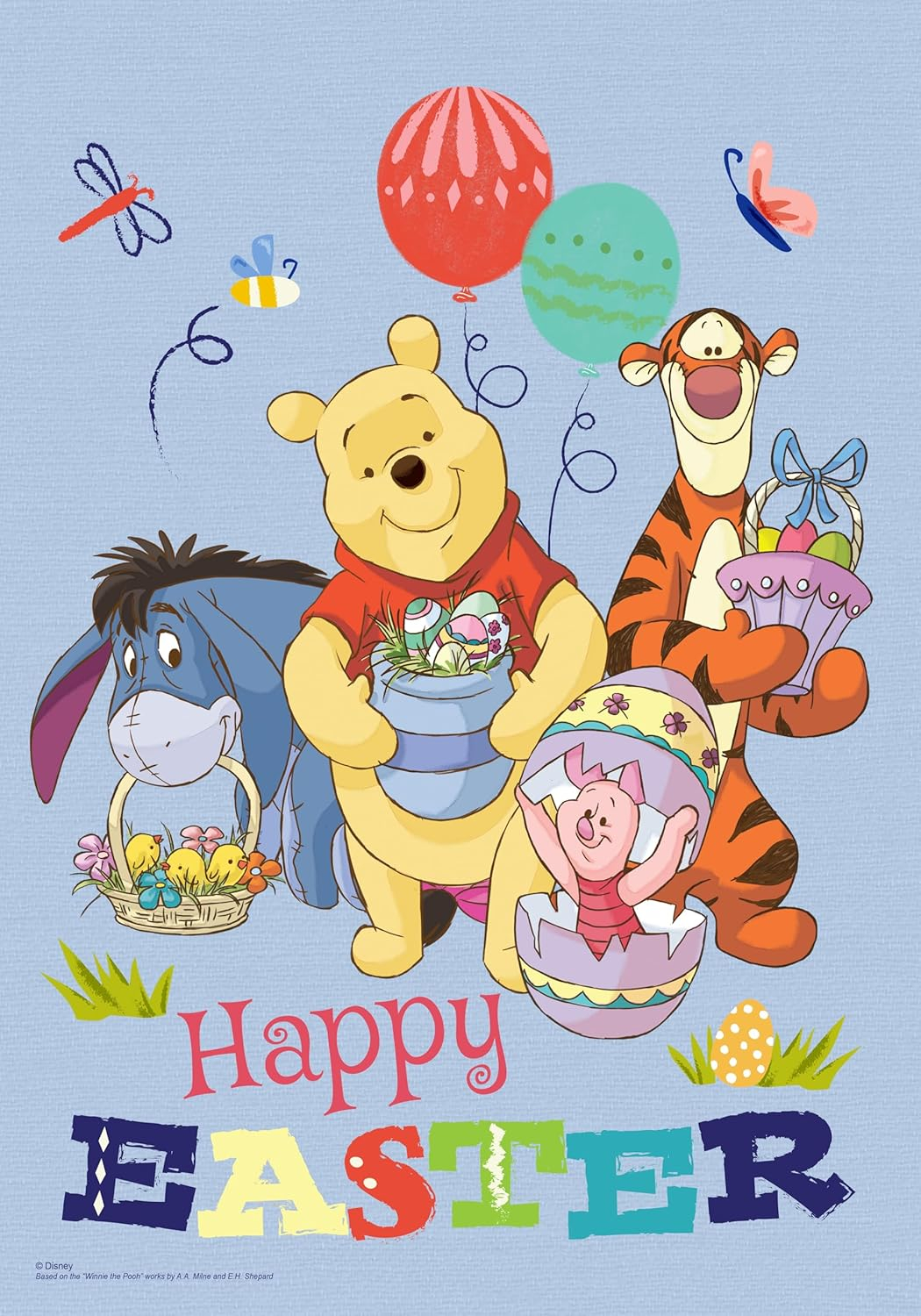 Back Yard Glory Disney Winnie The Pooh Happy Easter Garden Flag, 12.5" x 18", Officially Licensed Disney Product, Flag Stand Sold Separately