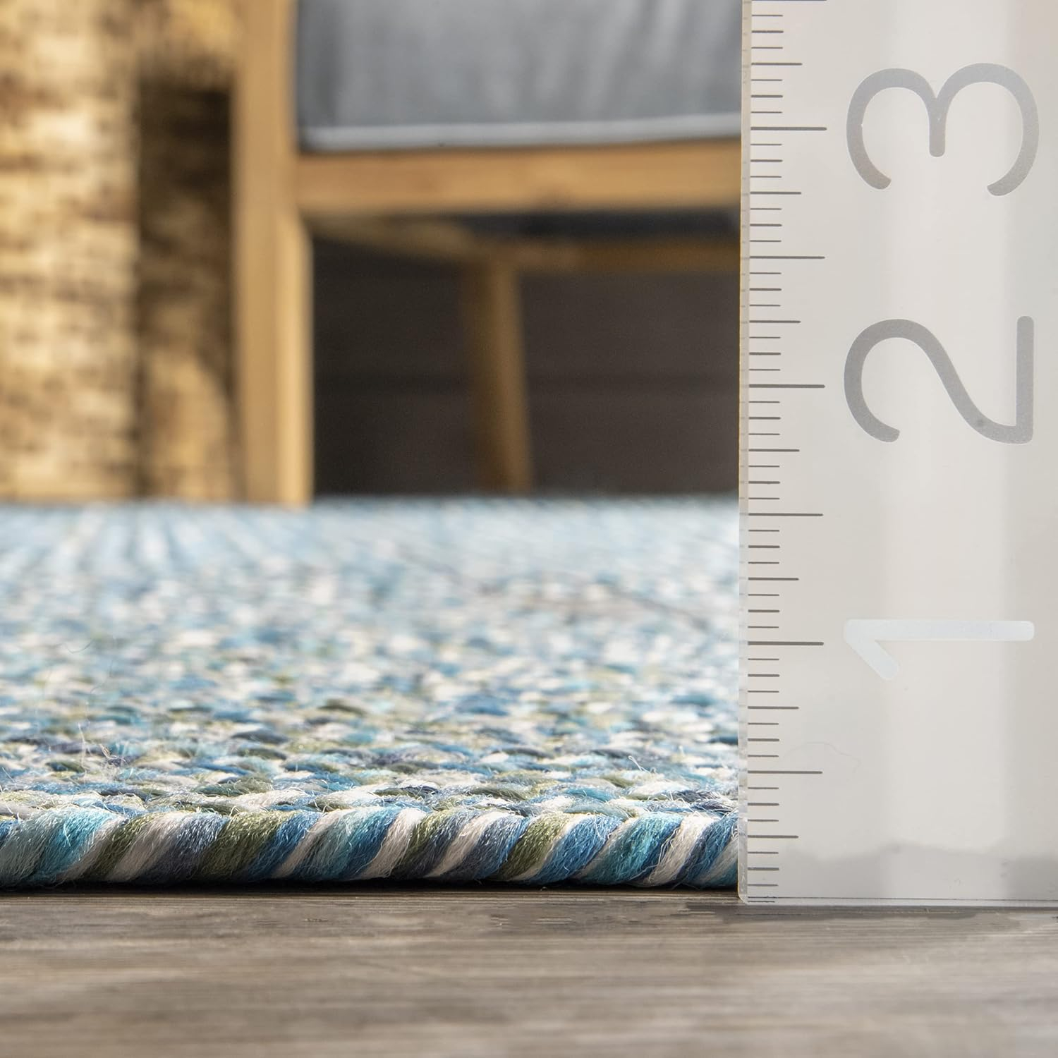 nuLOOM Wynn Braided Indoor/Outdoor Aqua 3' x 5' Casual Area Rug