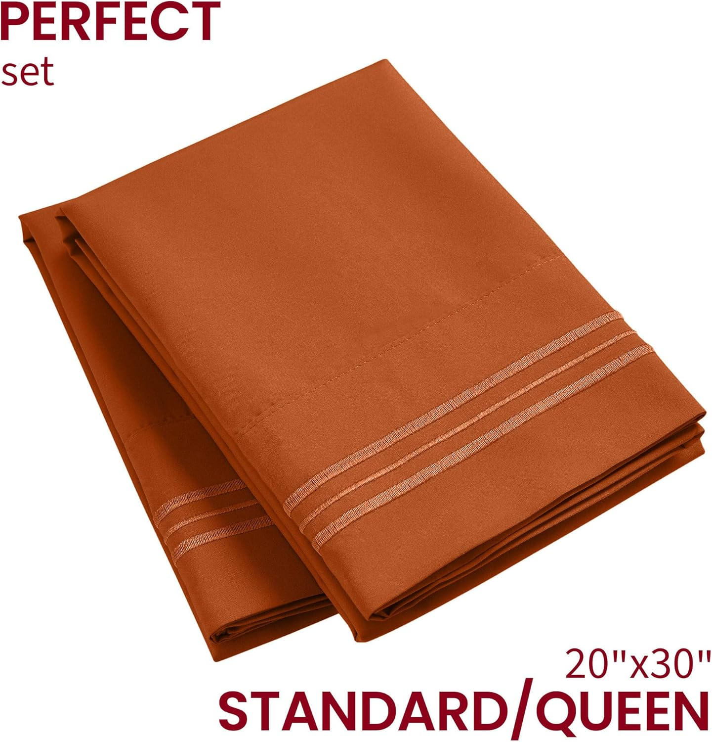 Mellanni Microfiber Pillowcases with Envelope Closure, Standard / Queen, Terracotta, 2 Count