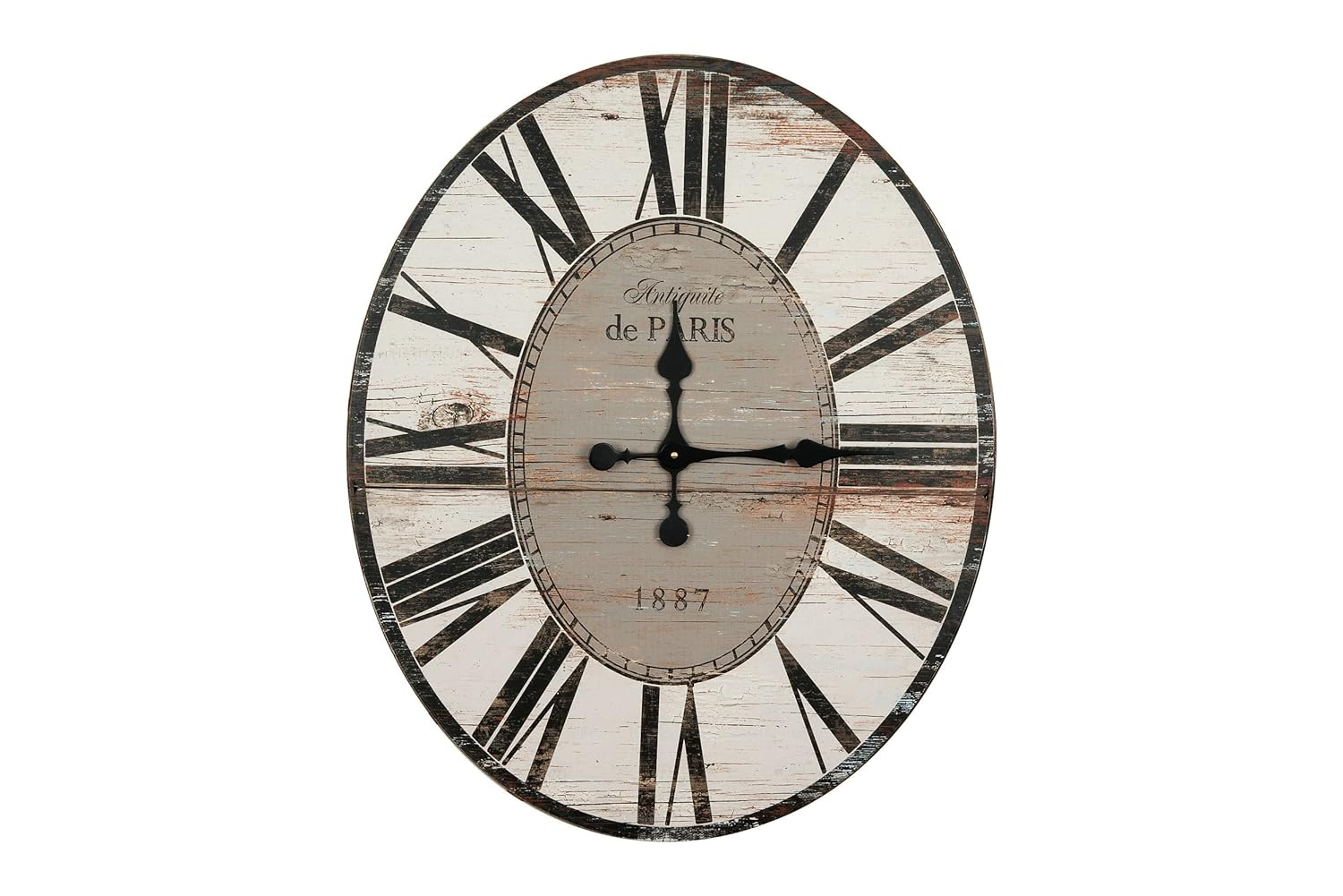 Woven Paths 29" Oval Distressed White Wood Wall Clock