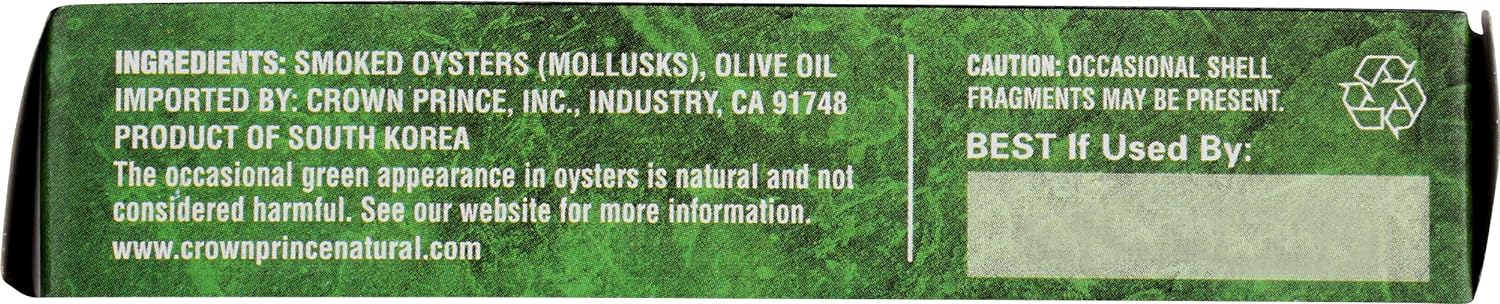 Crown Prince Natural Naturally Smoked Oysters in Pure Olive Oil, 3.0 OZ
