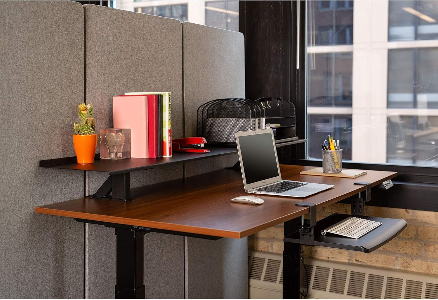 Stand Up Desk Store Clamp-On Adjustable Height Desk Shelf Monitor Stand (60" Wide)