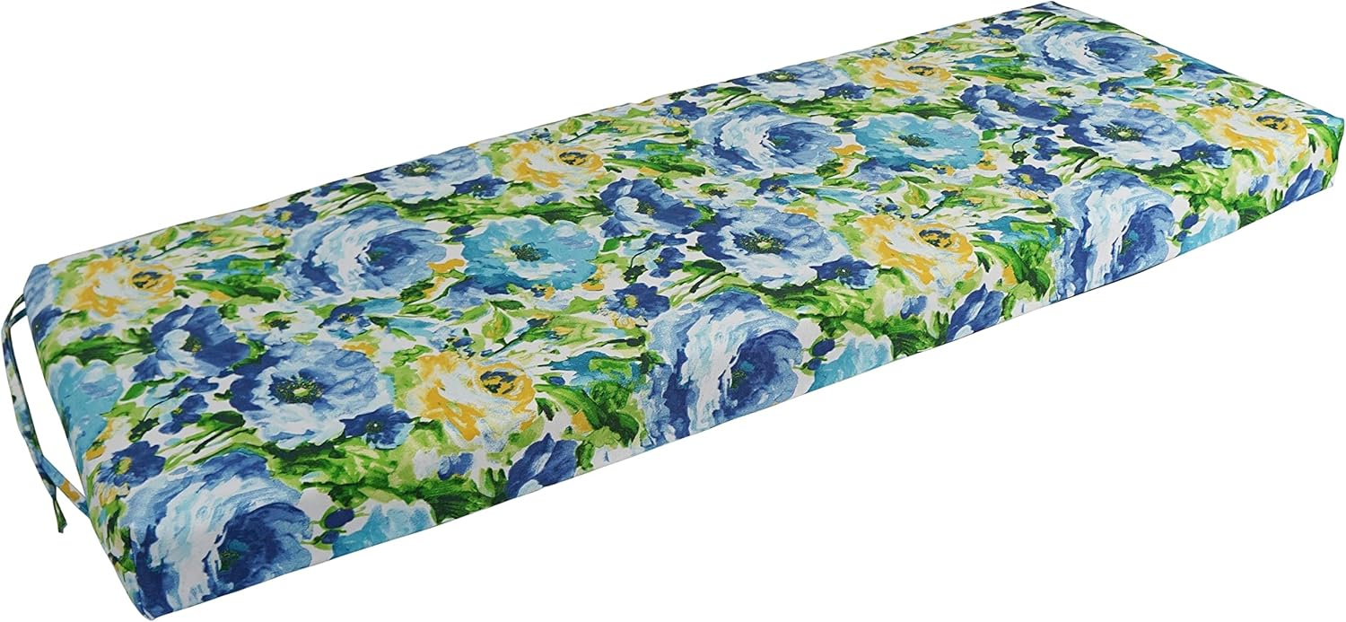 Blazing Needles 54-inch by 19-inch Patterned Outdoor Spun Polyester Bench Cushion 954X19-REO-65