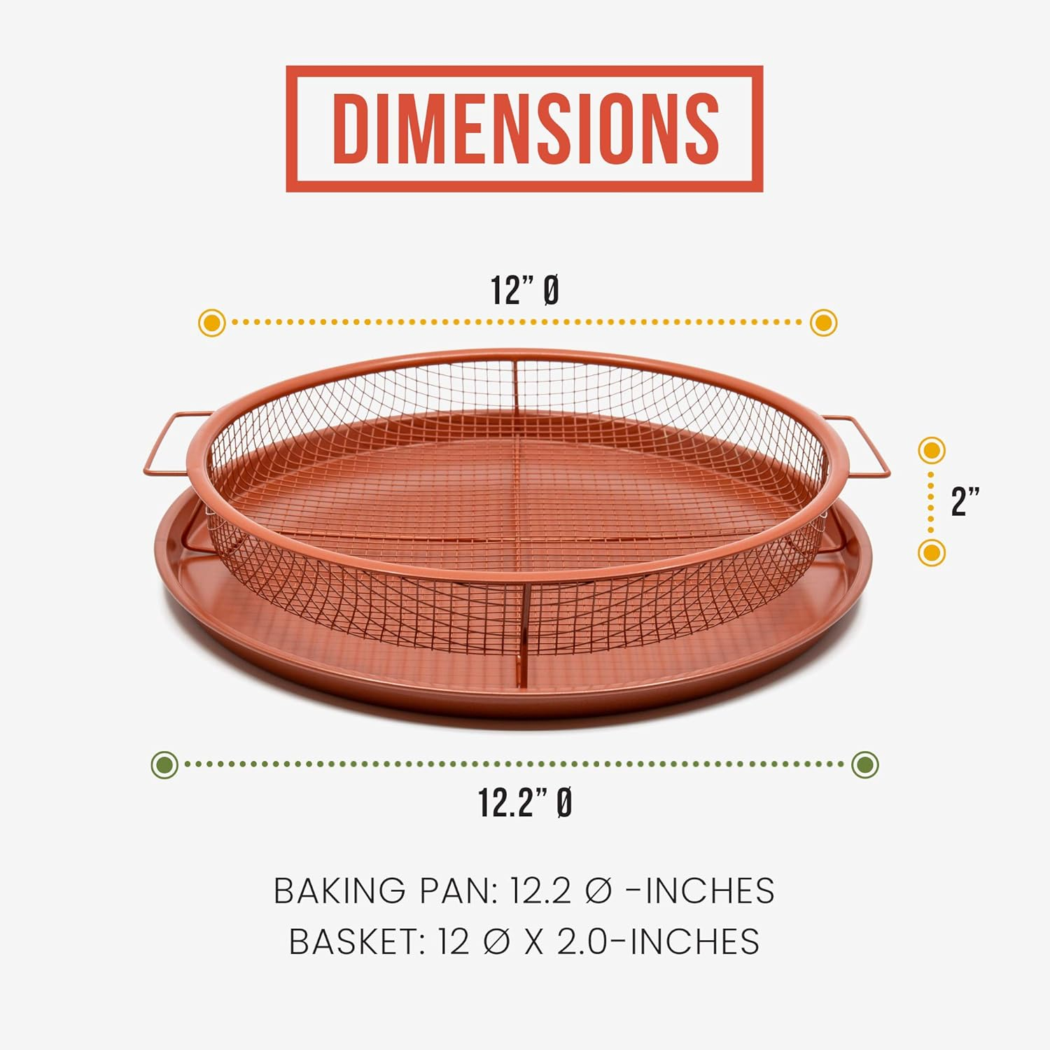 Chef Pomodoro Copper Crisper Tray for Oven, 2-Piece Set (Round- Large)