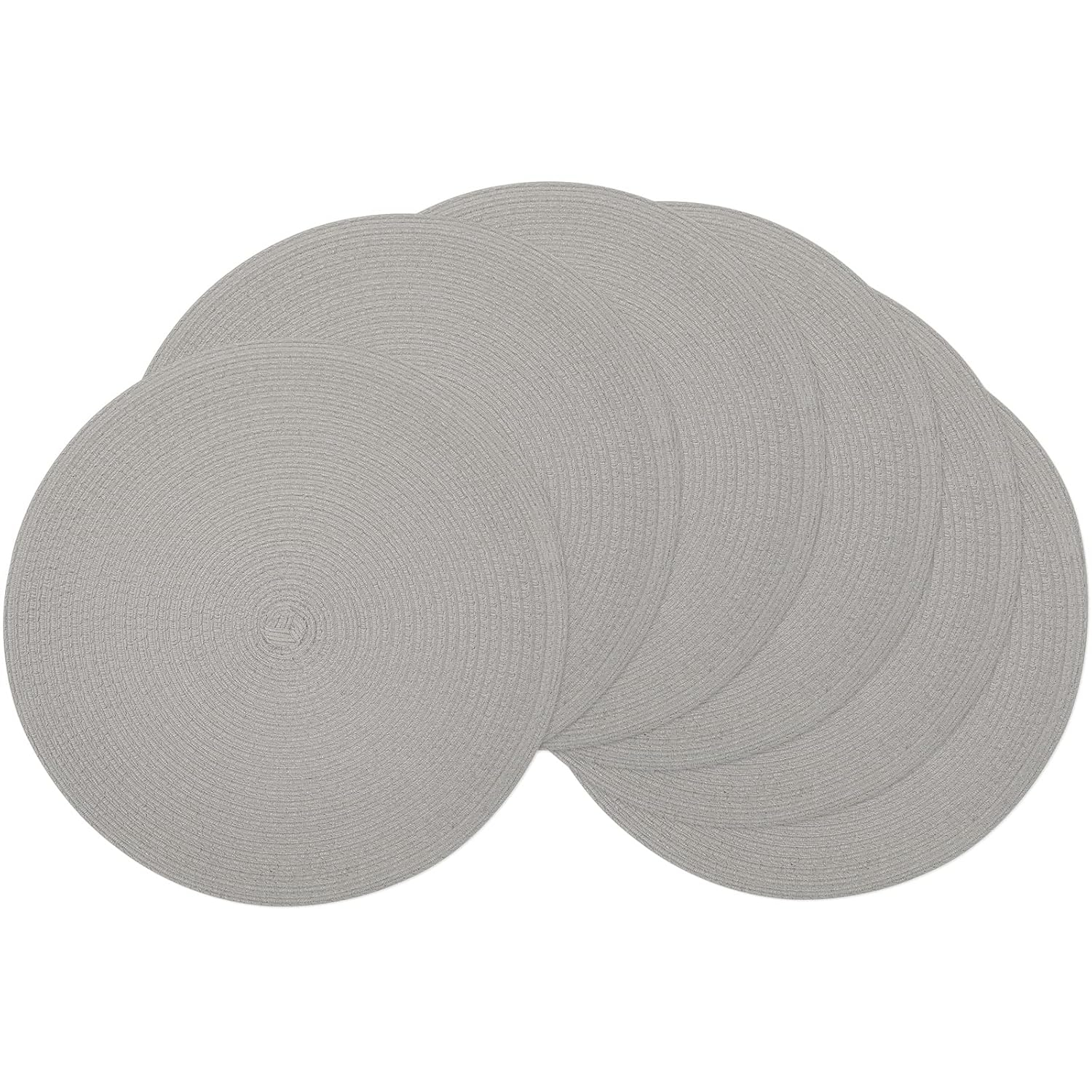 Light Gray Round Fabric Braided Placemats Set of 6