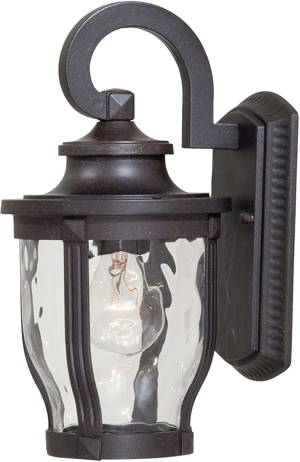 Minka Lavery Rustic Outdoor Wall Light Fixture Corona Bronze 12 1/4" Clear Hammered Glass for Post Exterior Deck Porch Yard Patio